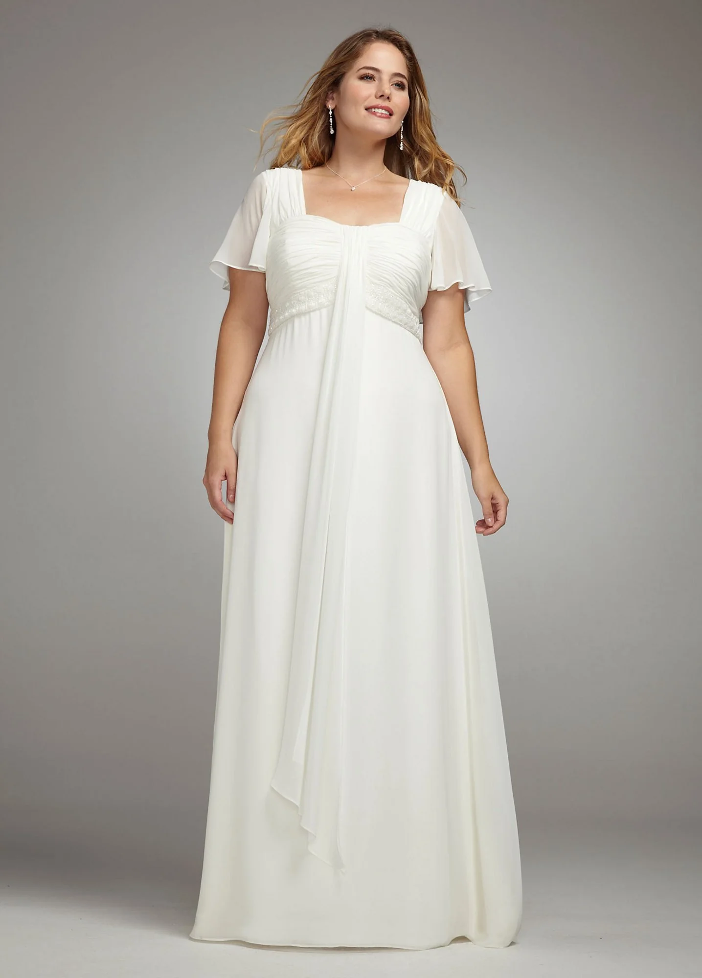 Soft Chiffon Gown with Flutter Sleeves