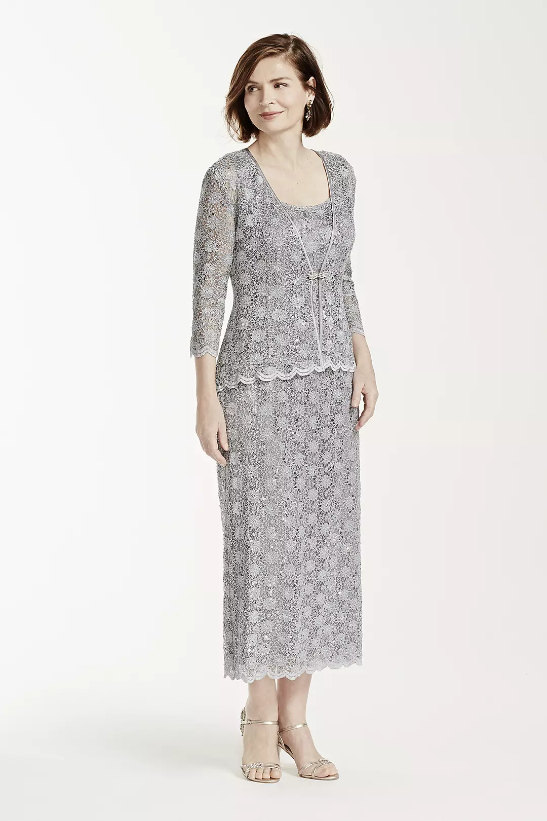 3/4 Sleeve All Over Lace Jacket Dress - Image 4