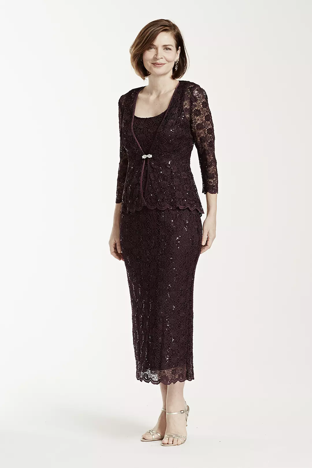 3/4 Sleeve All Over Lace Jacket Dress - Image 6