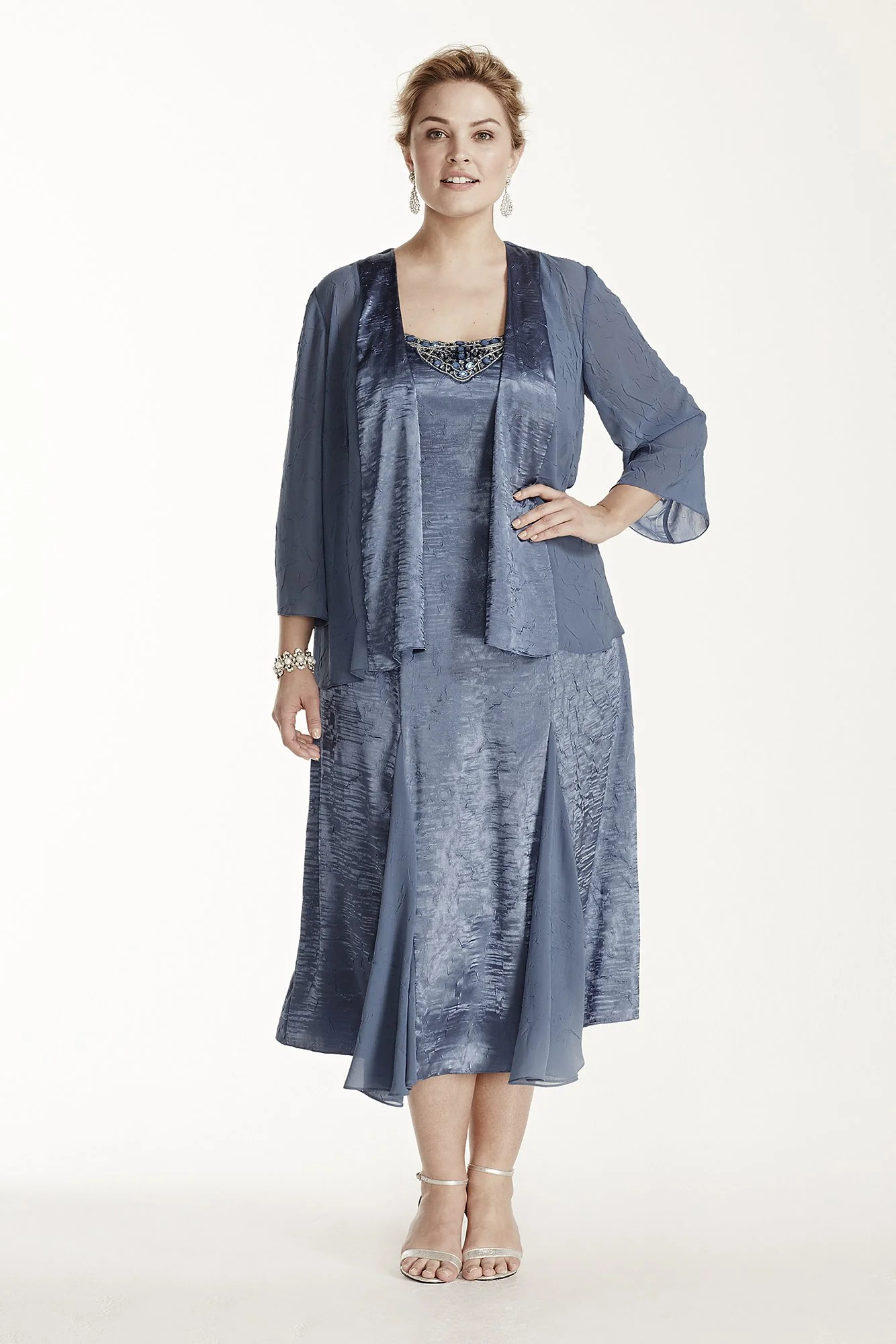 3/4 Sleeve Jacket Dress with Godets - Image 2