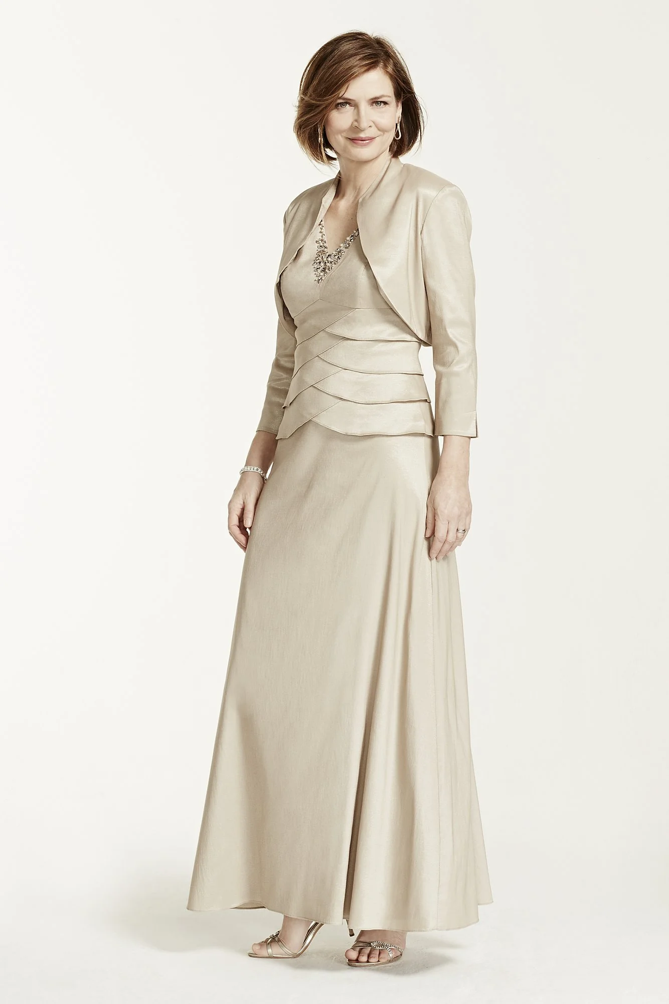 3/4 Sleeve Jacket Dress with Tier Bodice - Image 2