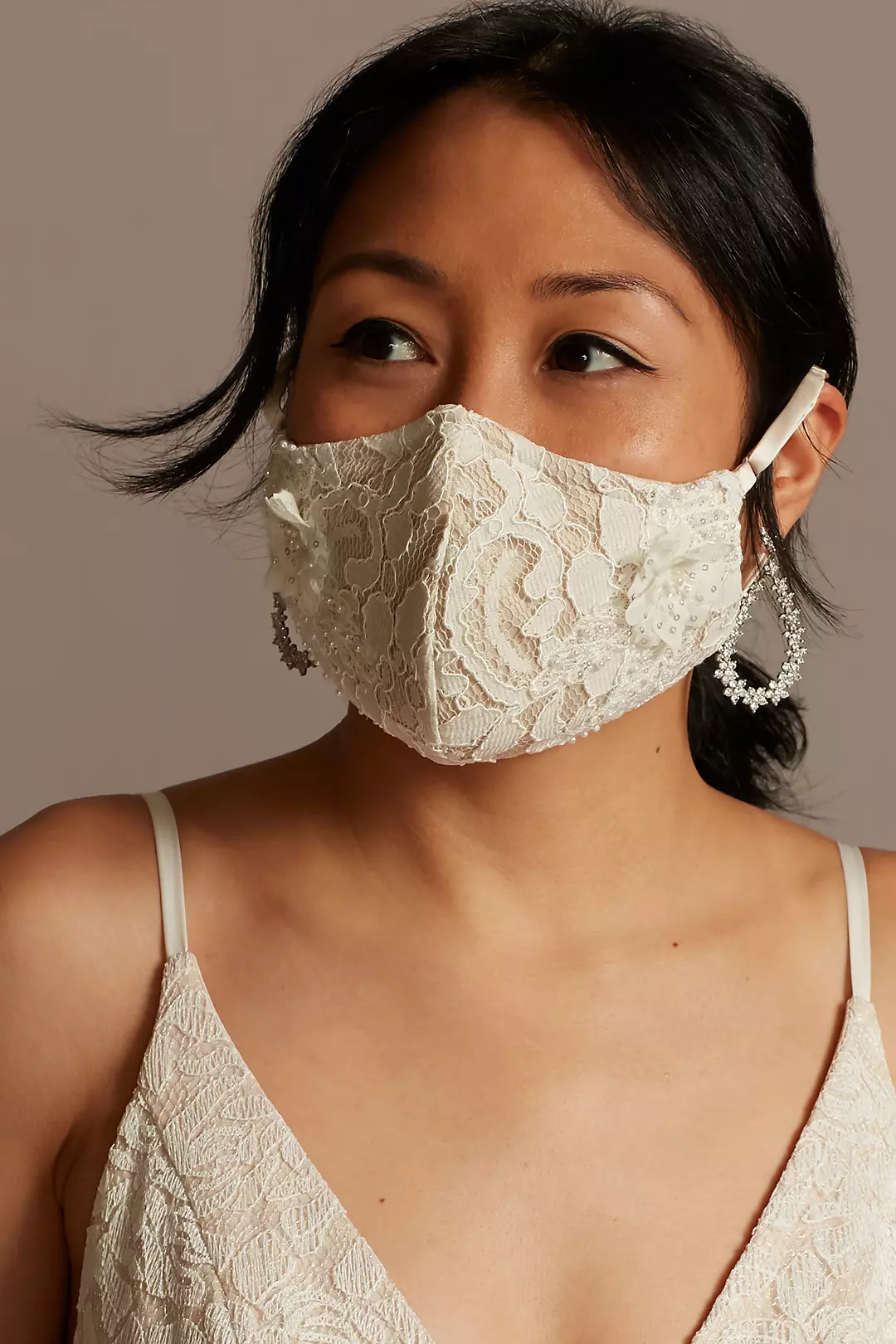 3D Floral Appliques Embroidered Fashion Face Mask - Image 3