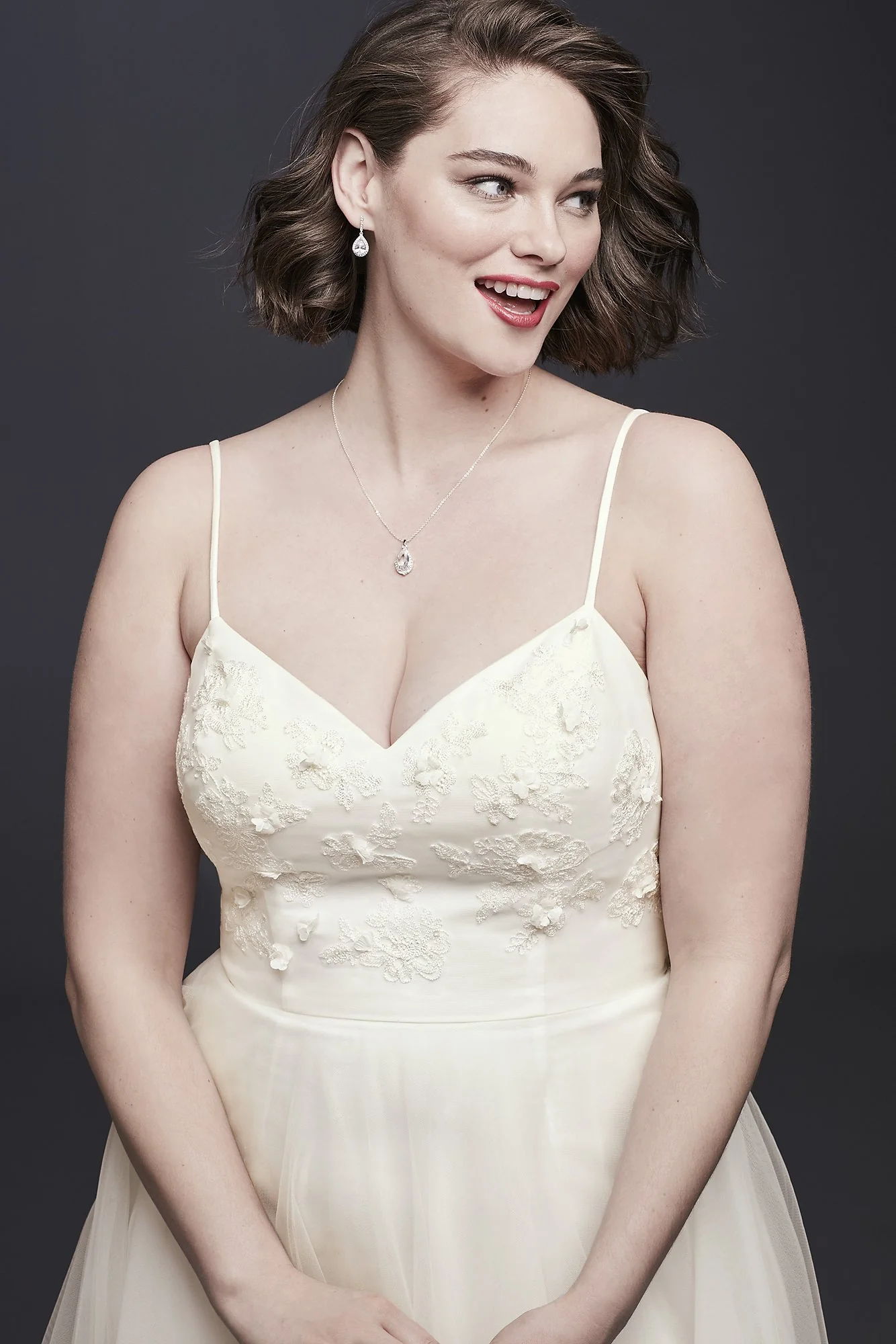 3D Floral Bodice Tulle Ball Gown Wedding Dress - Image 2