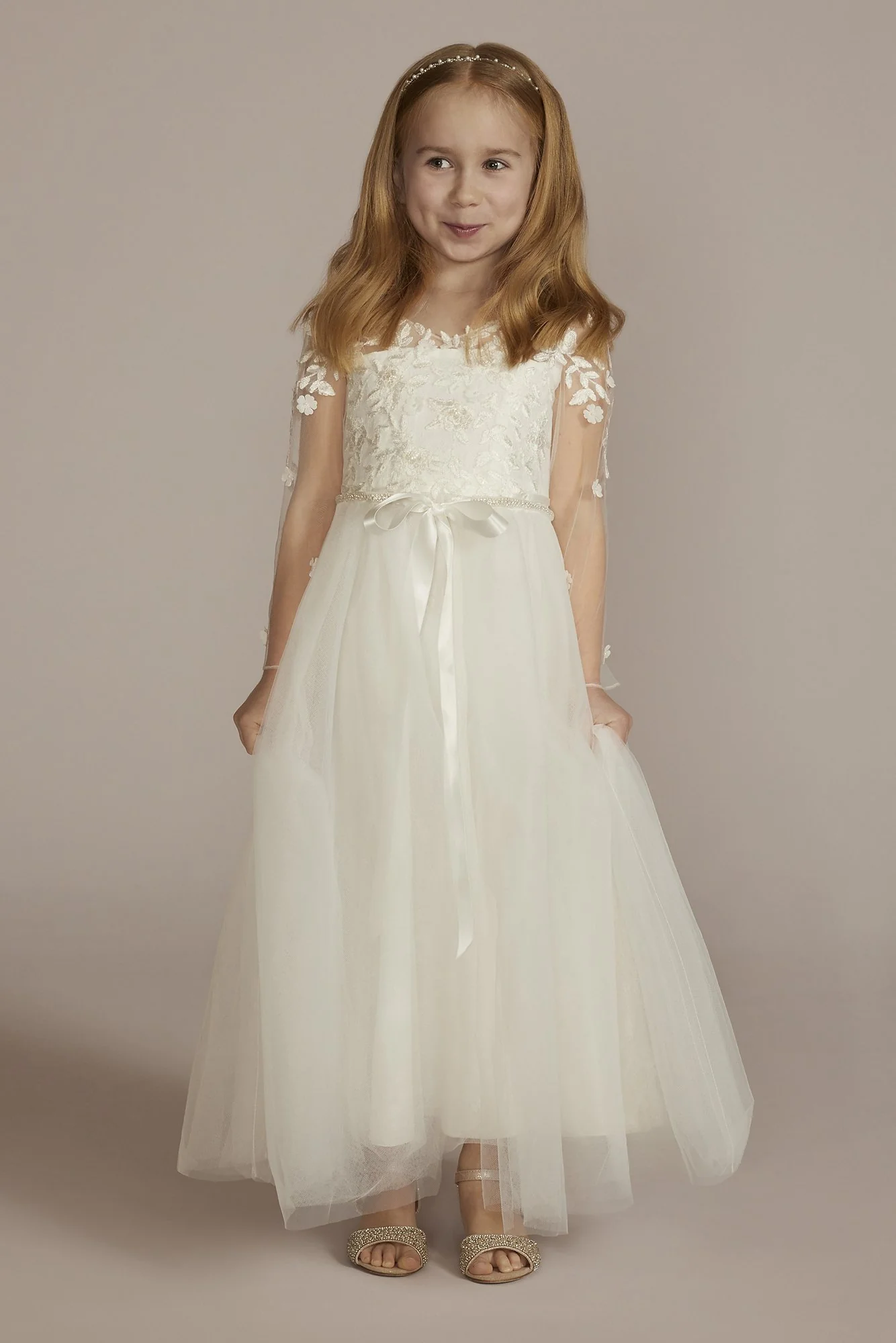 3D Floral Lace Applique Flower Girl Dress - Image 2