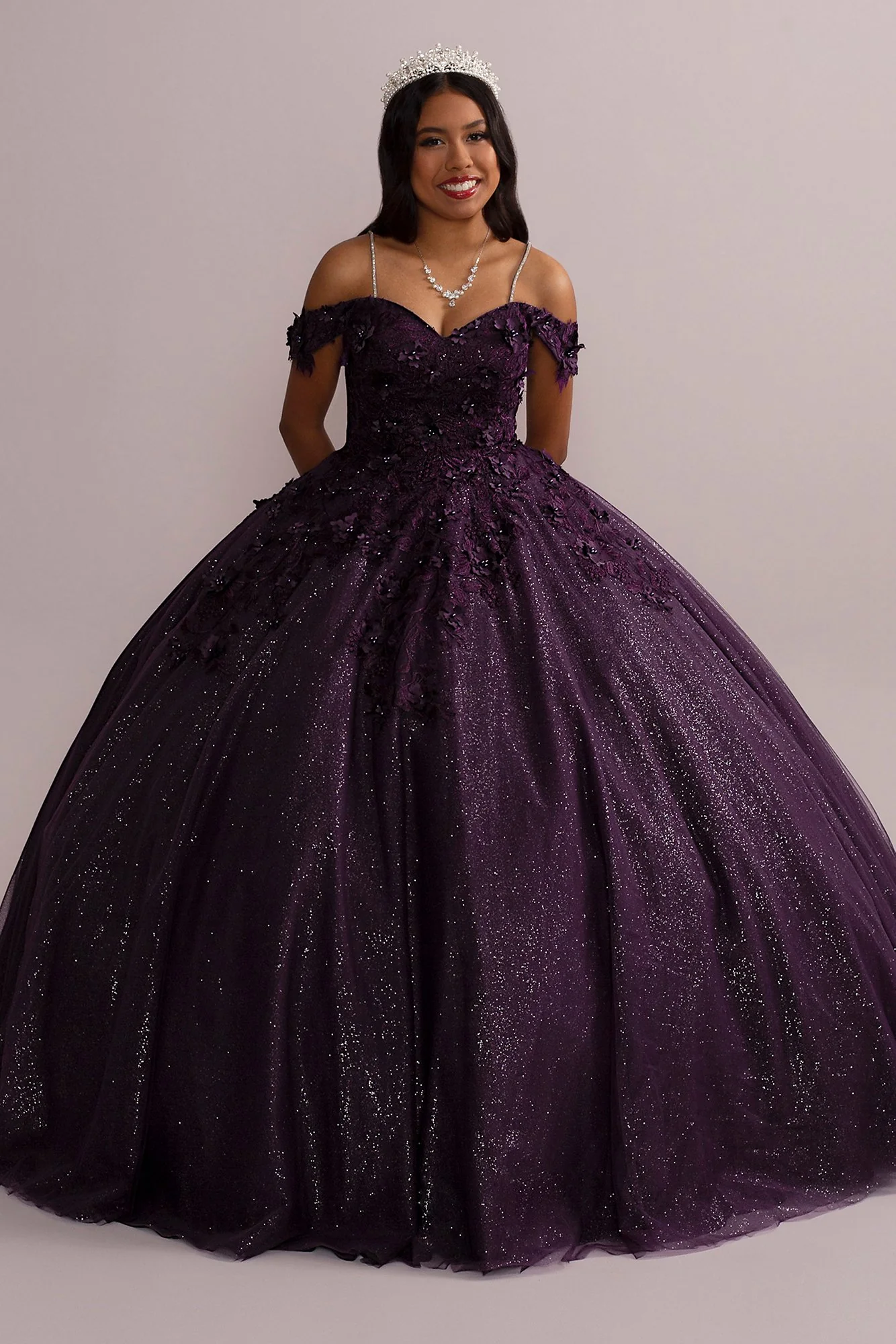 3D Floral Quince Gown with Detachable Sleeves - Image 4