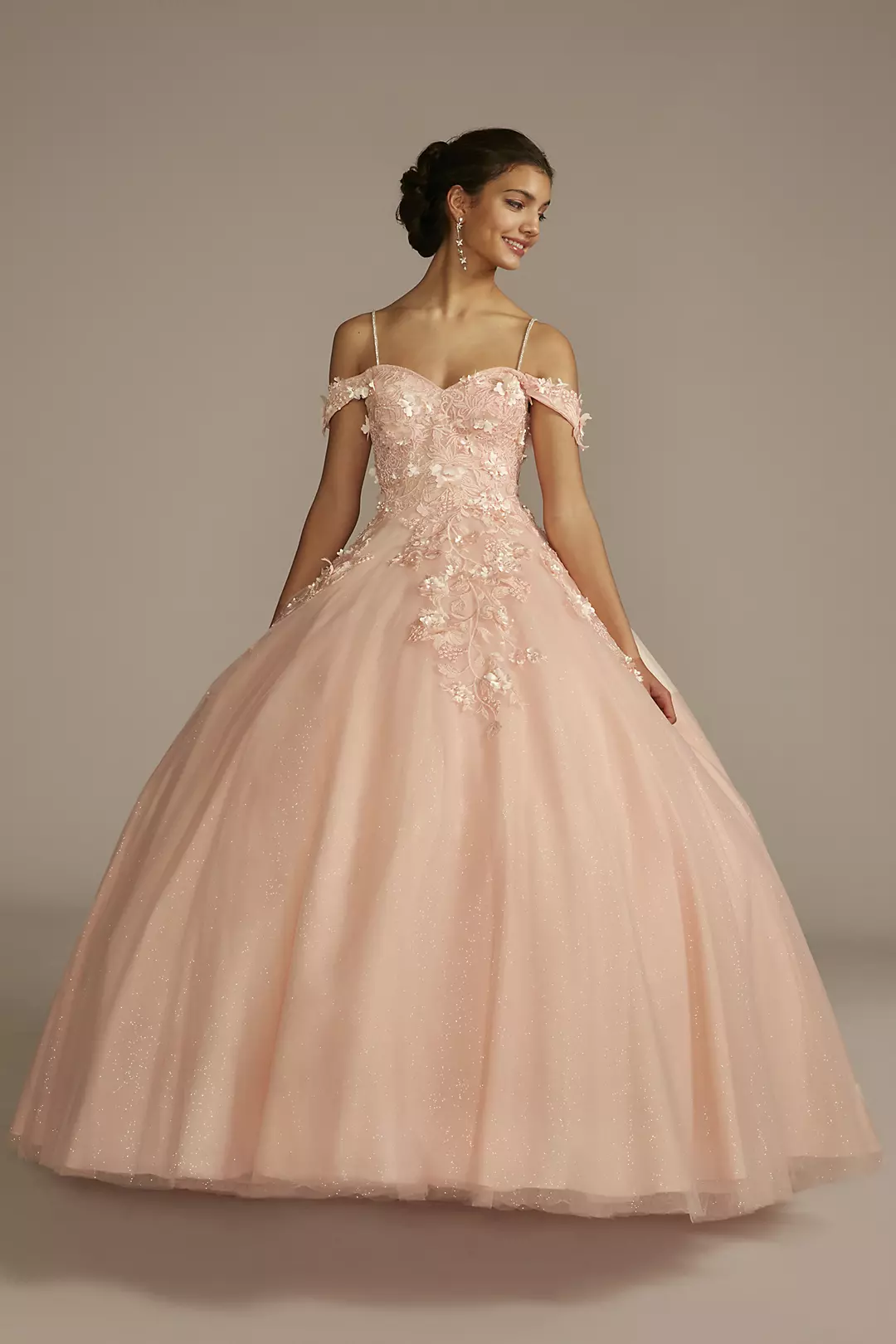 3D Floral Quince Gown with Detachable Sleeves - Image 5