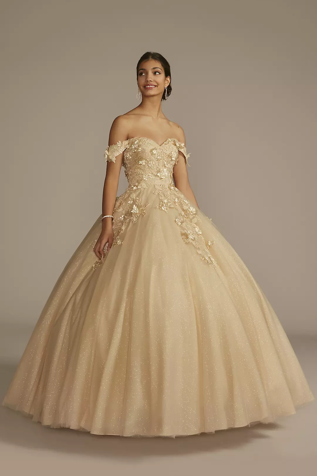 3D Floral Quince Gown with Detachable Sleeves - Image 7