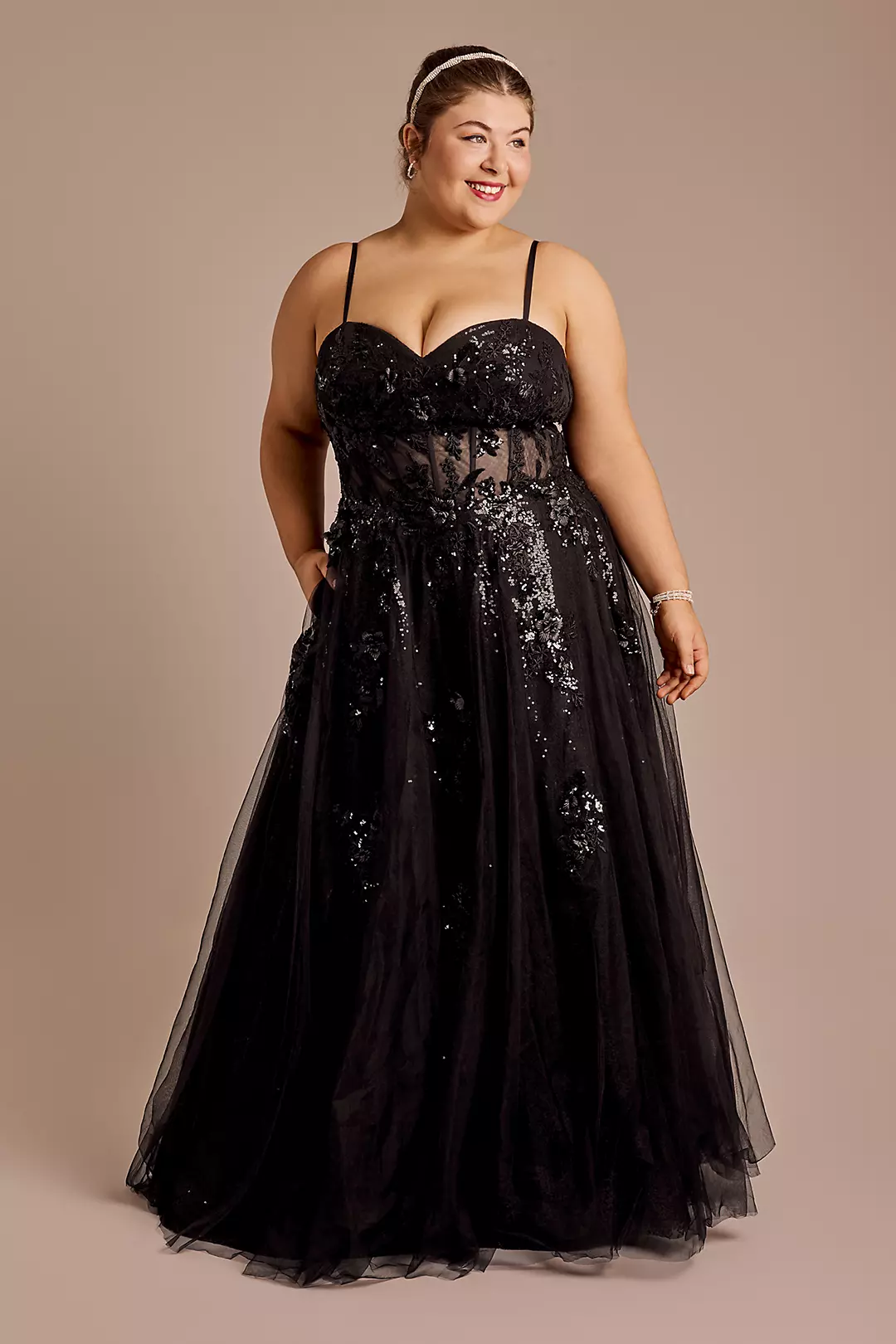 3D Floral Sequin Ball Gown - Image 3