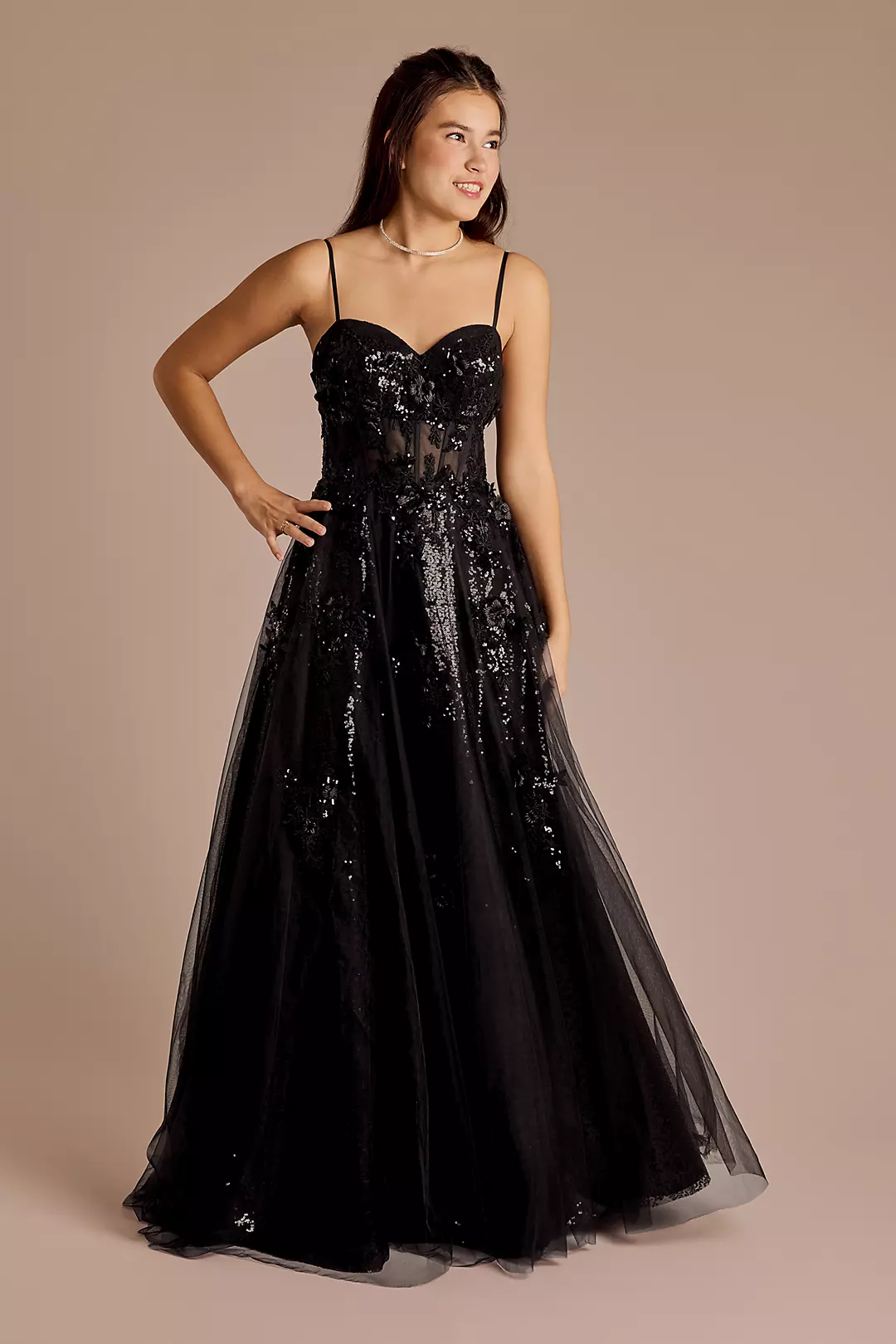 3D Floral Sequin Ball Gown - Image 4