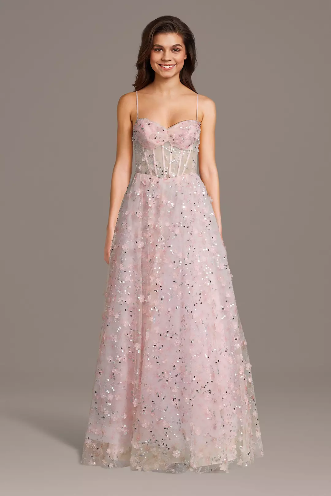 3D Floral Sequin Sweetheart Sheath Dress - Image 4