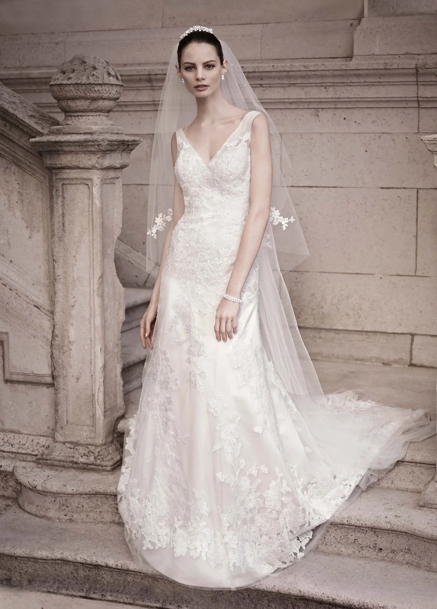 A-line Gown with Illusion Straps and Beaded Lace - Image 2
