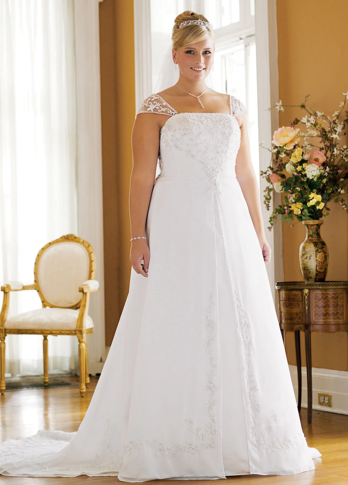 A-line with Chiffon Split Front Overlay - Image 2