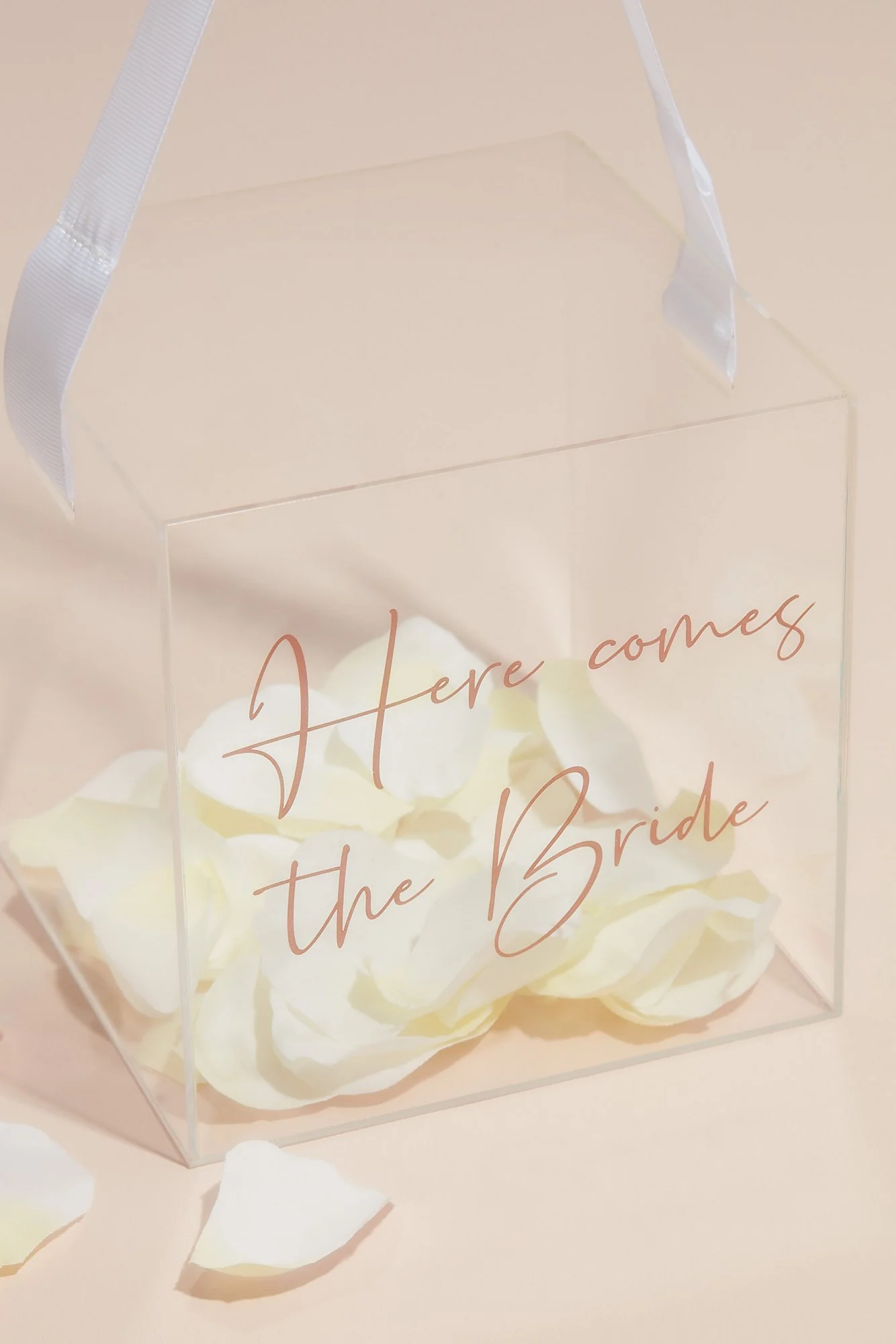 Acrylic Here Comes The Bride Basket with Ribbon - Image 2