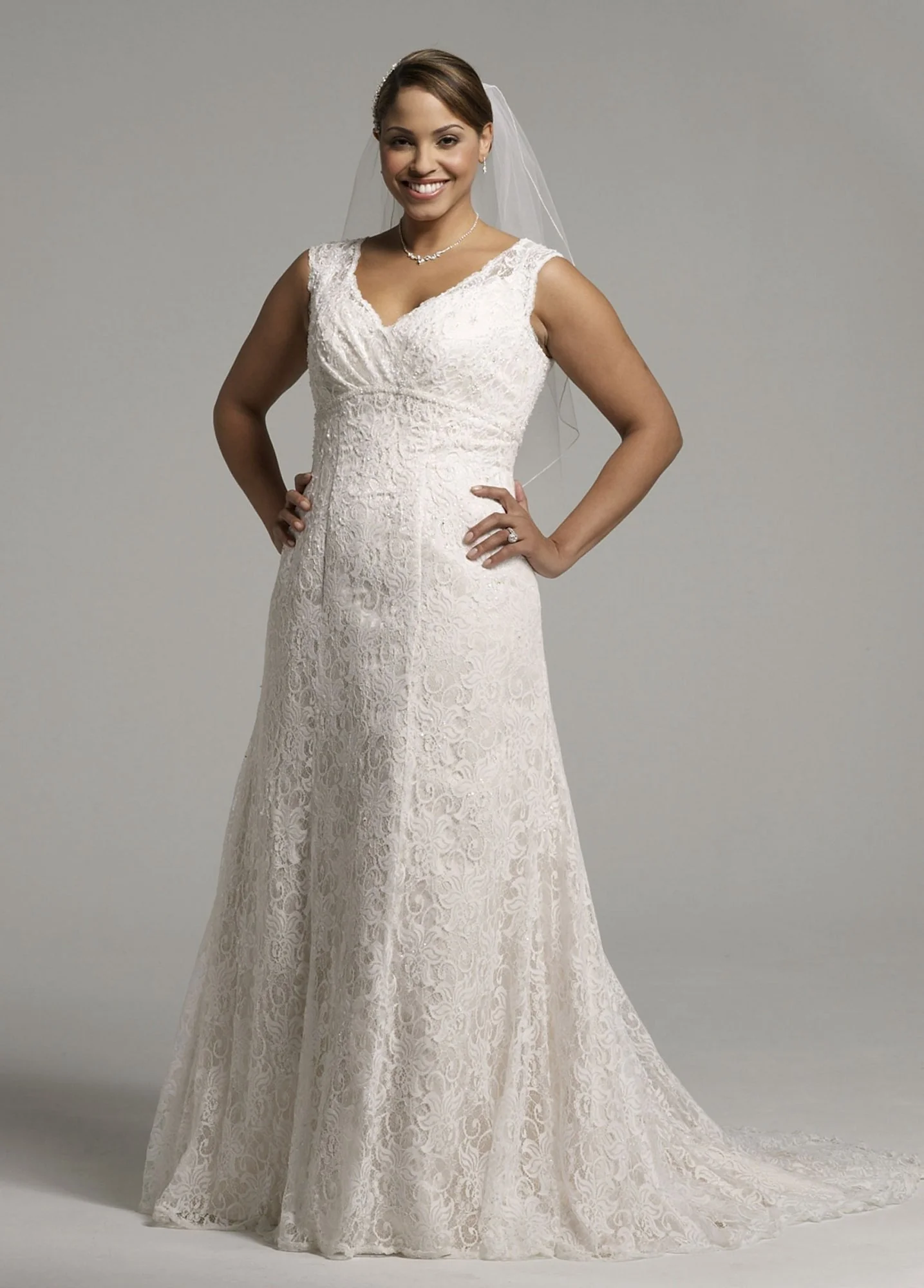 All Over Beaded Lace Trumpet Gown - Image 3