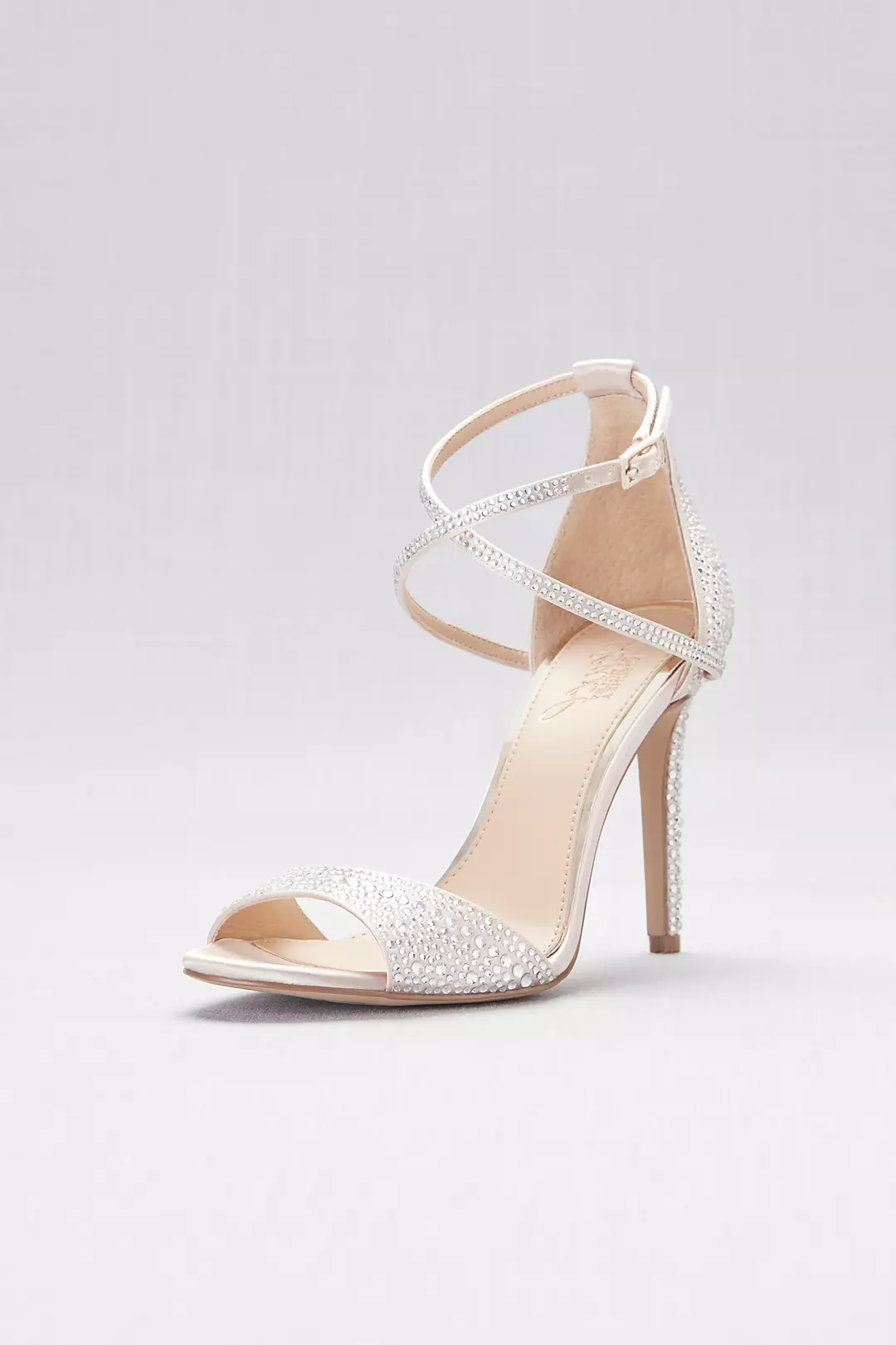 All-Over Crystal Satin High Heel Sandals - Image 2