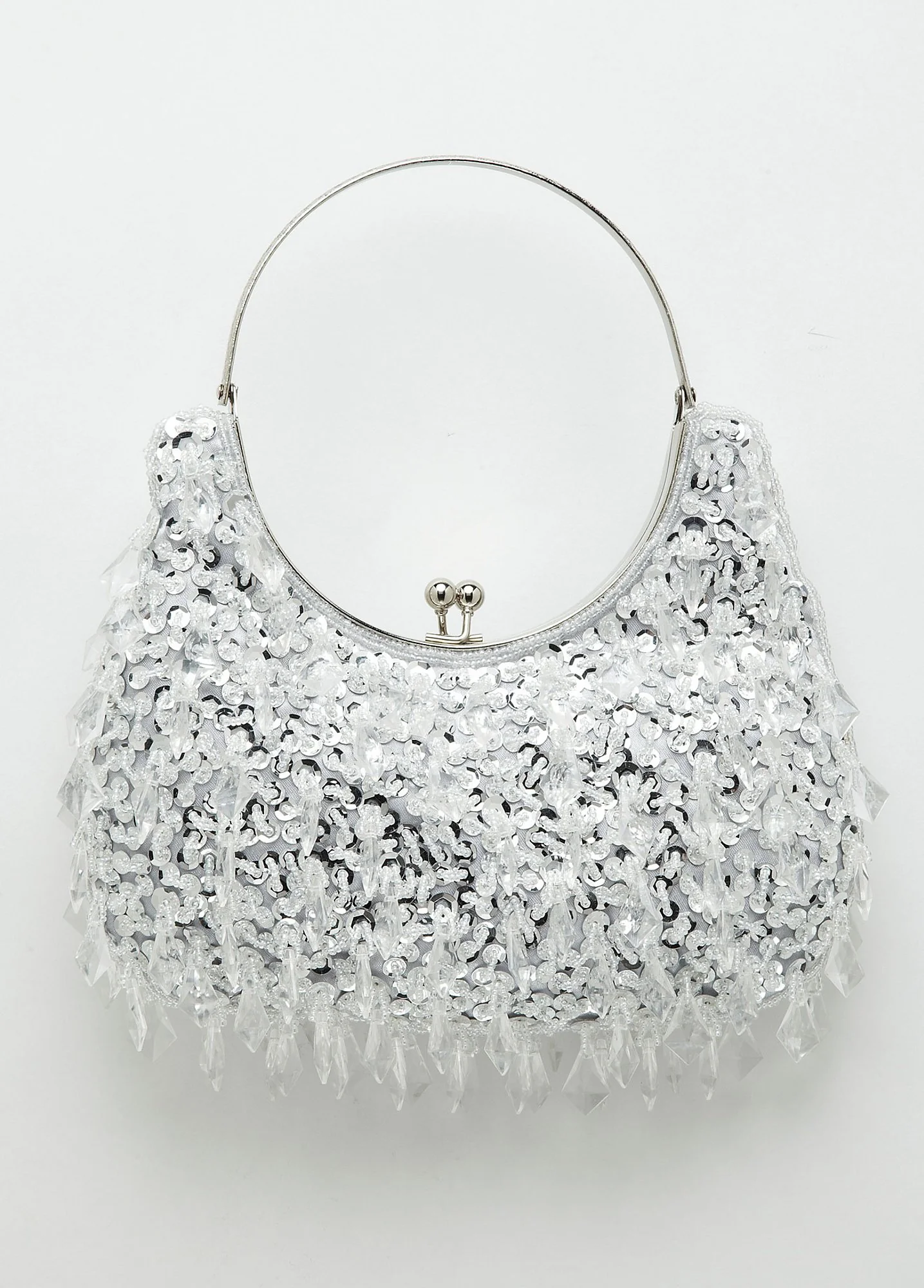 All Over Dangle-Bead Top Handle Bag