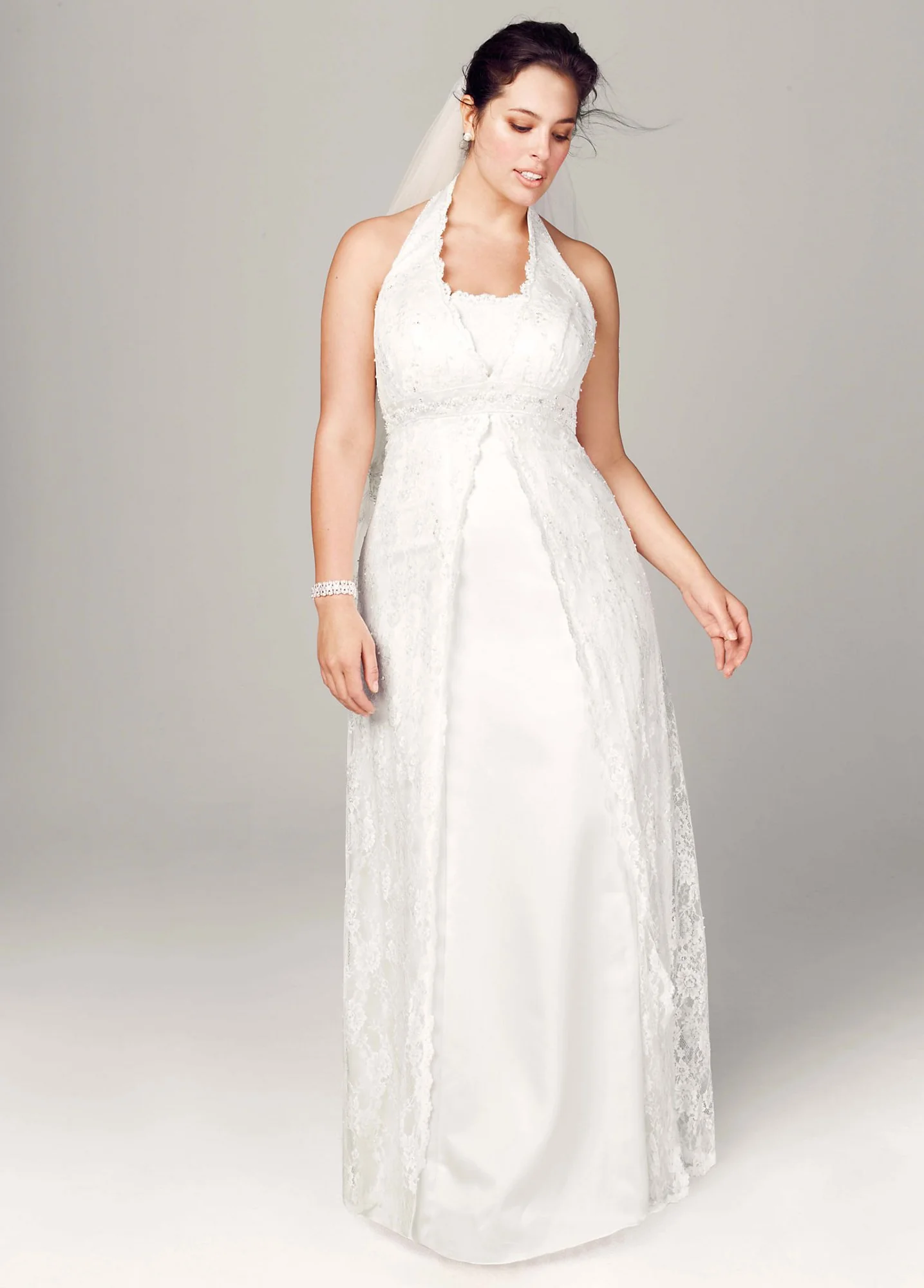 All Over Lace A-Line Halter with Beaded Embroidery - Image 2