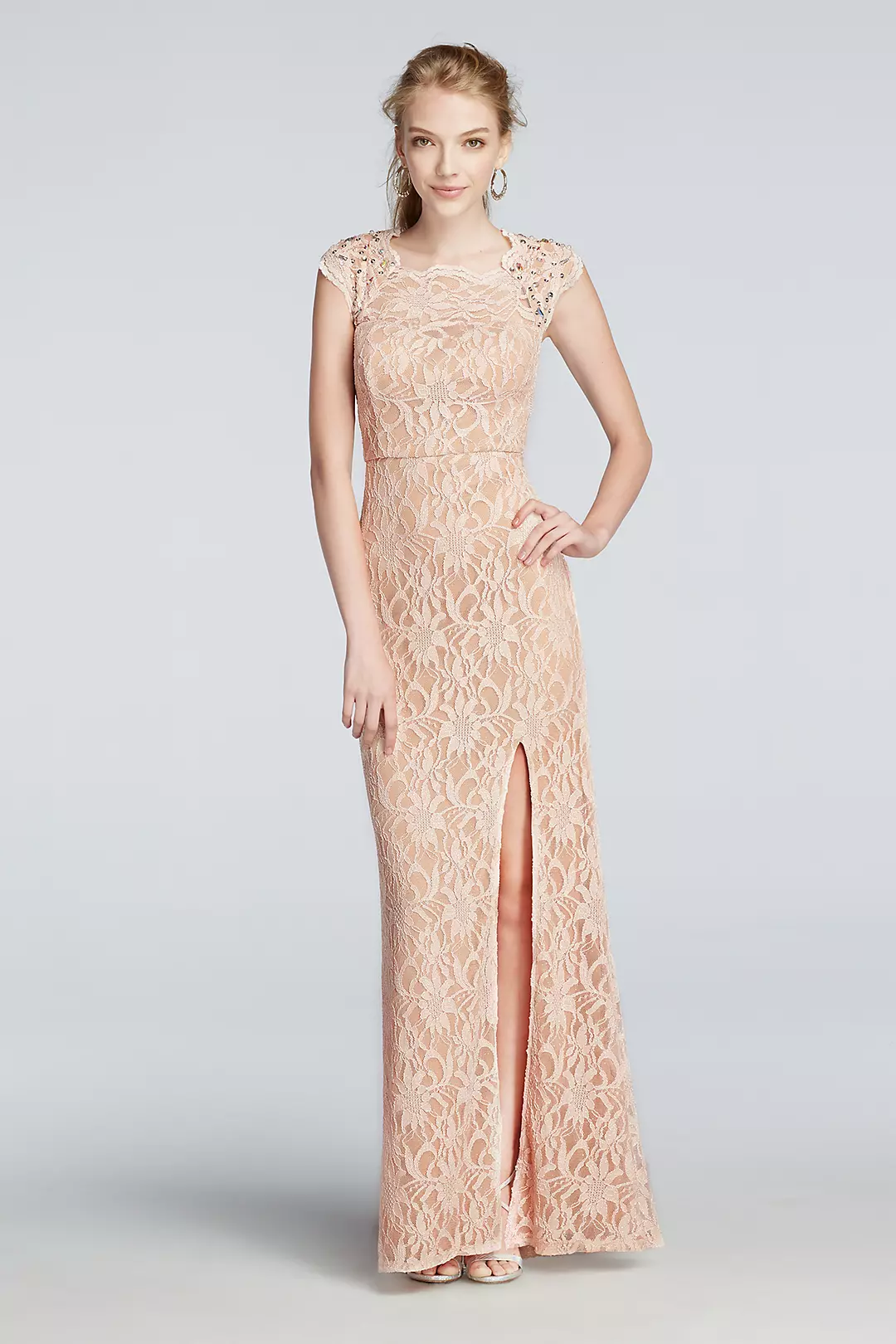All Over Lace Prom Dress with Side Slit Skirt - Image 6