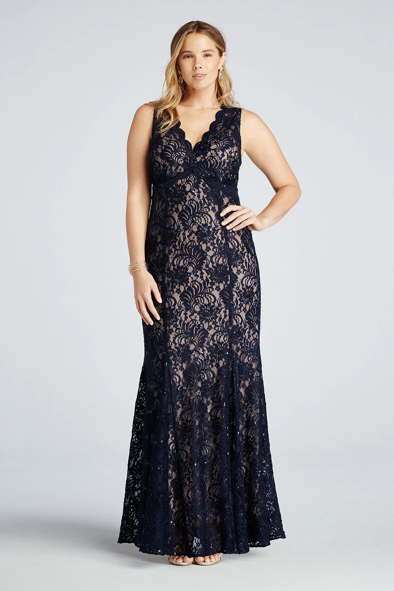 All Over Sequin Lace Dress with Open Back - Image 2