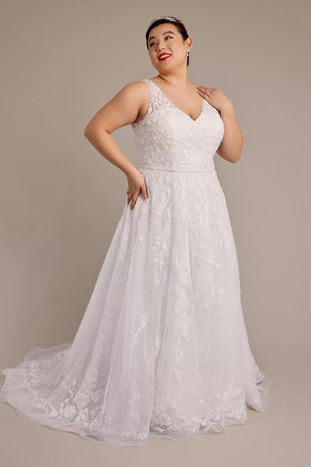 Allover Beaded Tank A-Line Wedding Dress - Image 17