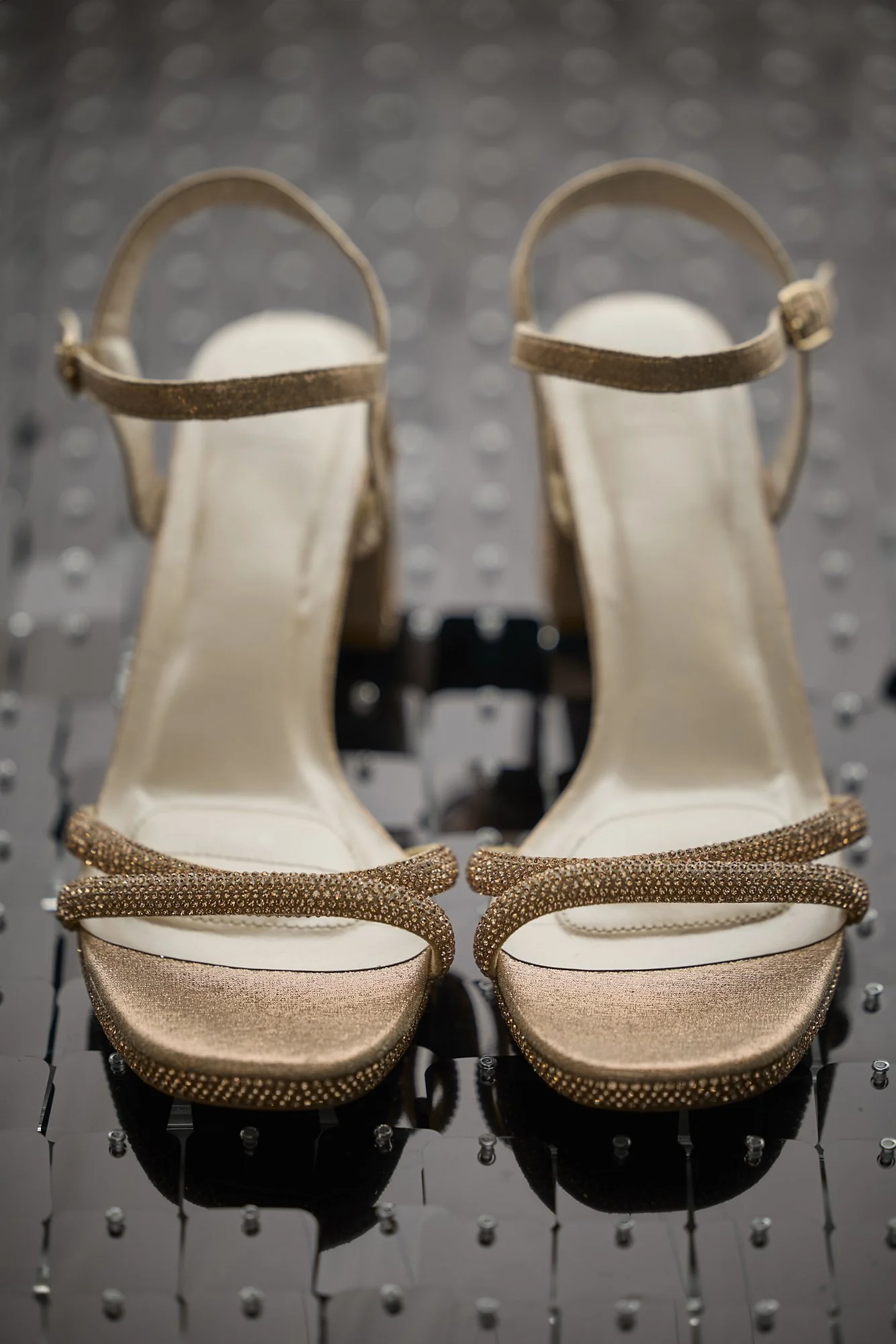 Allover Crystal Platform Block Heels