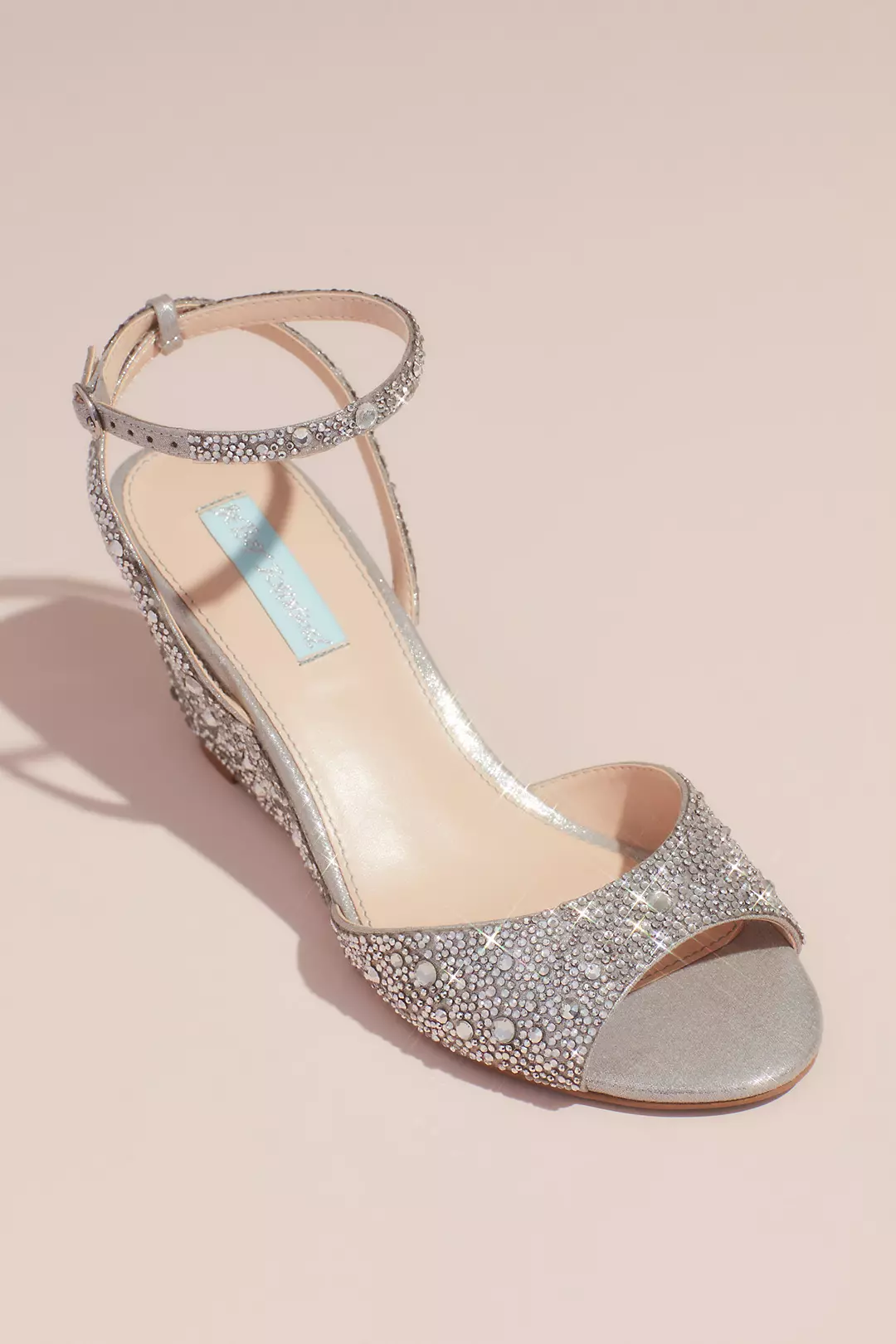 Allover Crystal Wedge Sandals with Ankle Strap - Image 2