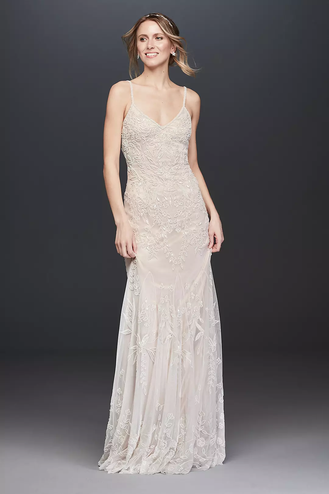 Allover Floral Beaded Plus Size Wedding Dress - Image 3