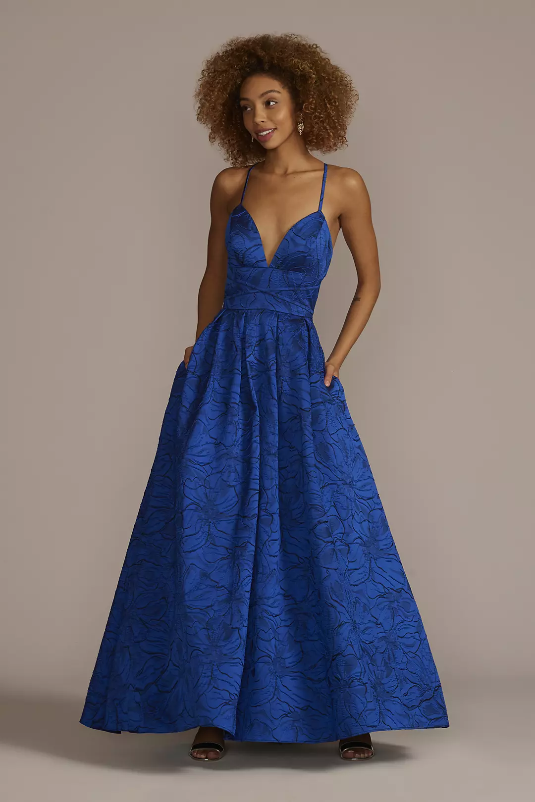 Allover Floral Print Strappy Ball Gown - Image 16