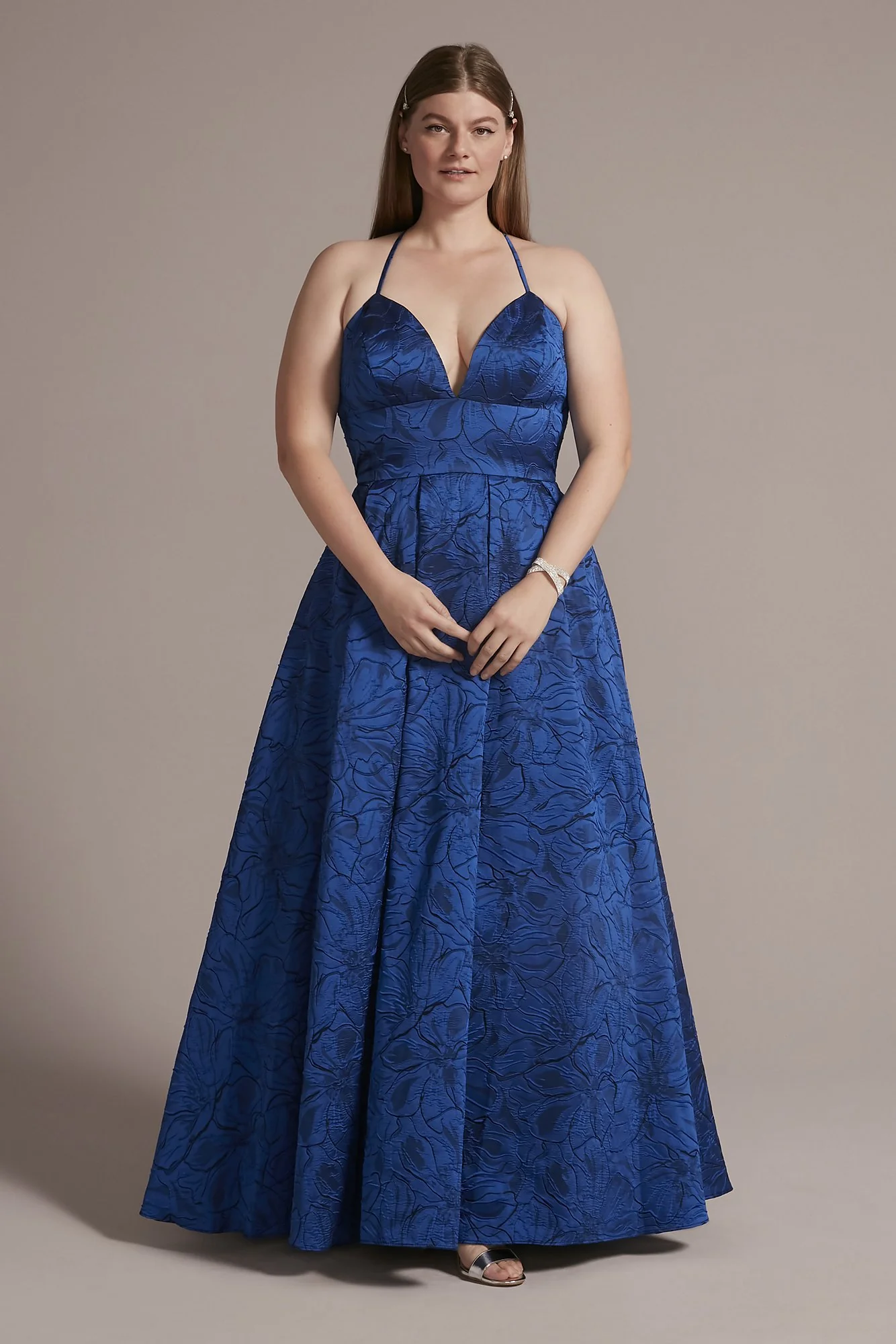 Allover Floral Print Strappy Ball Gown - Image 3