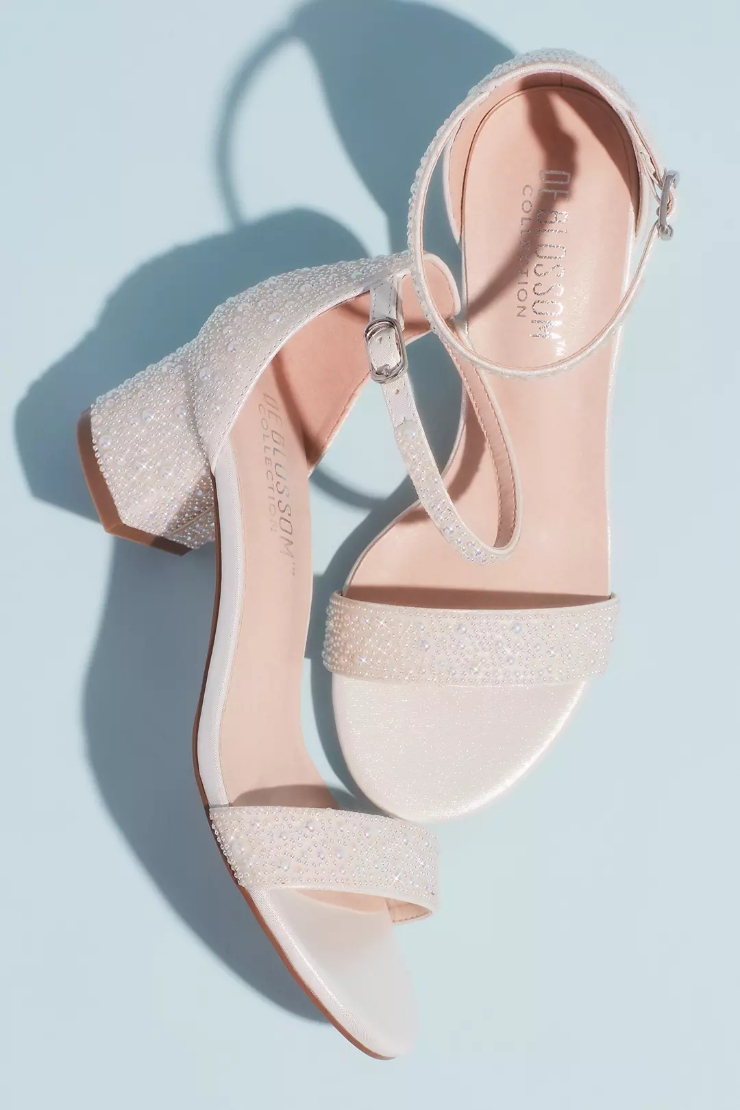Allover Iridescent Pearl Low Block Heel Sandals - Image 2