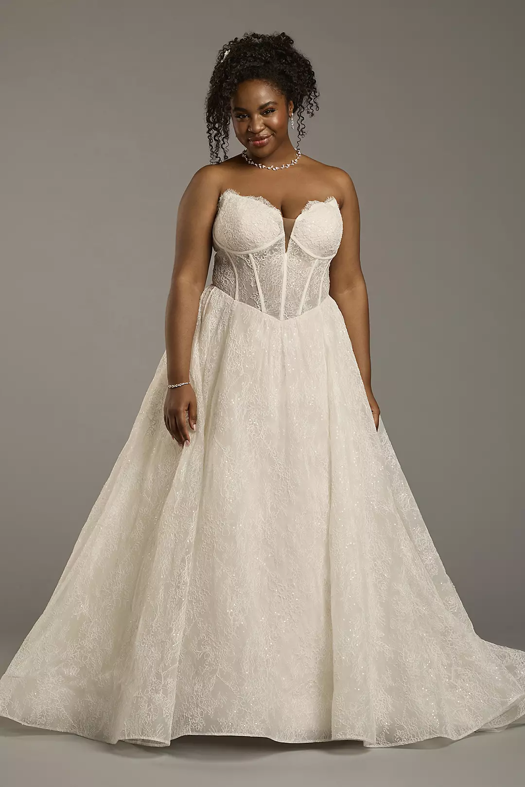 Allover Lace Basque Waist Corset Ball Gown - Image 17