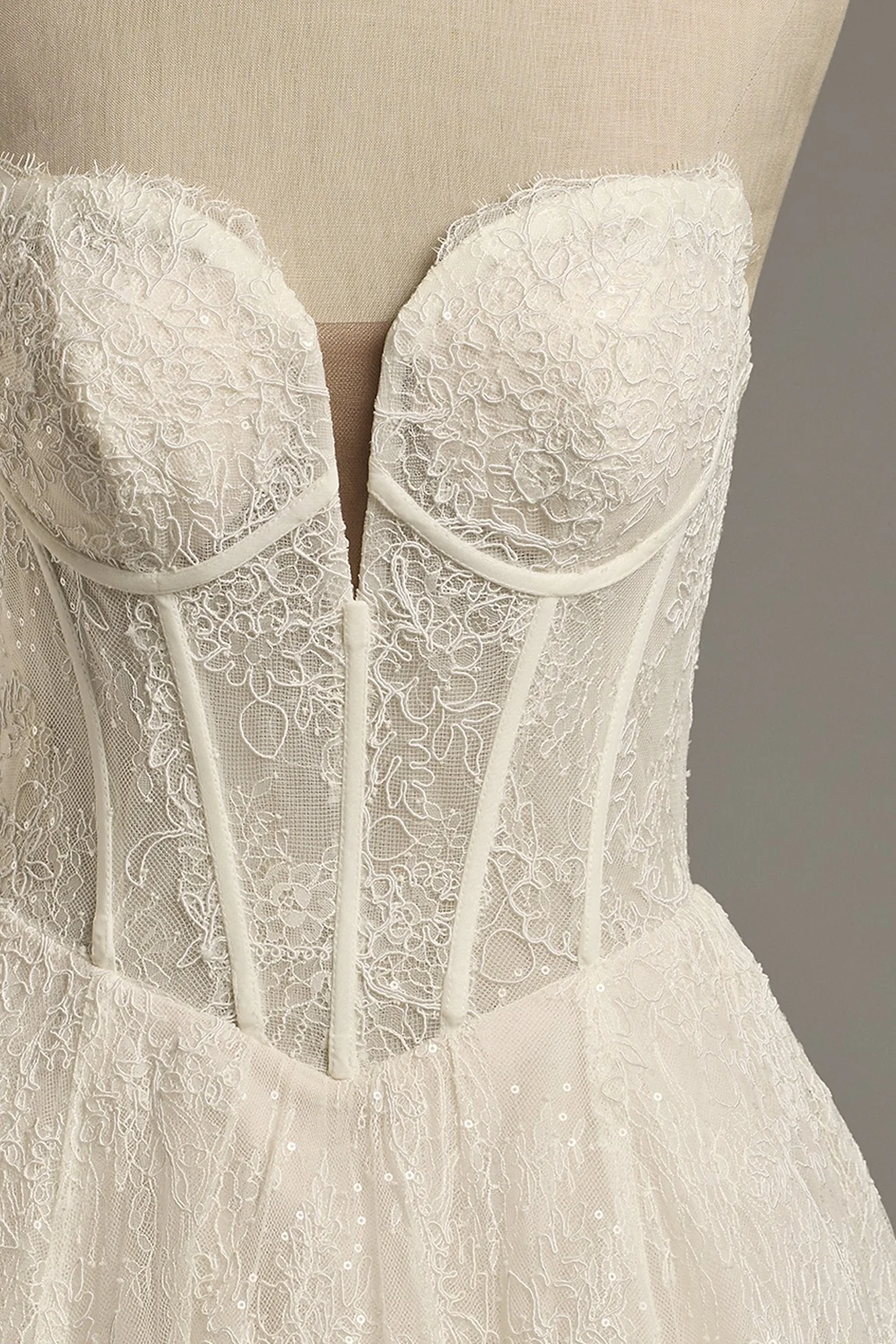 Allover Lace Basque Waist Corset Ball Gown - Image 6