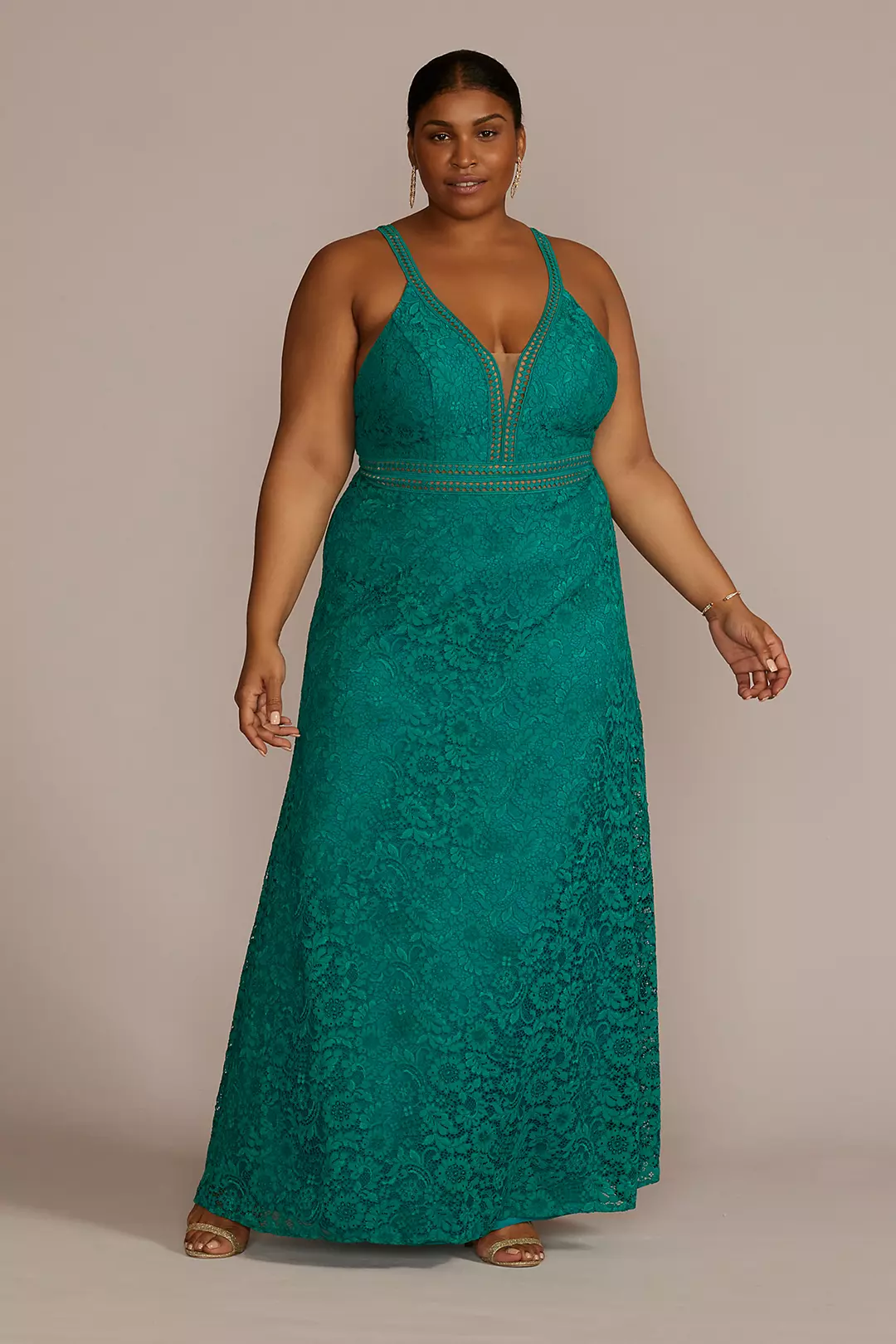 Allover Lace Illusion Plunge Gown - Image 2