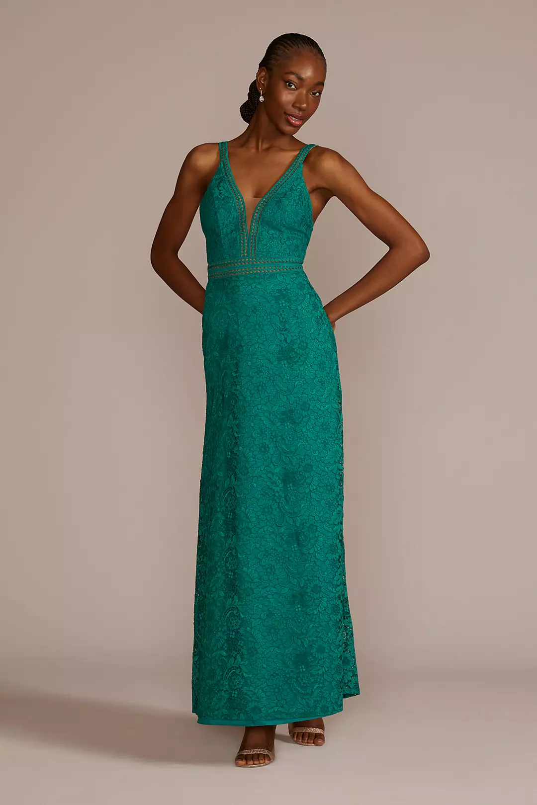 Allover Lace Illusion Plunge Gown - Image 3