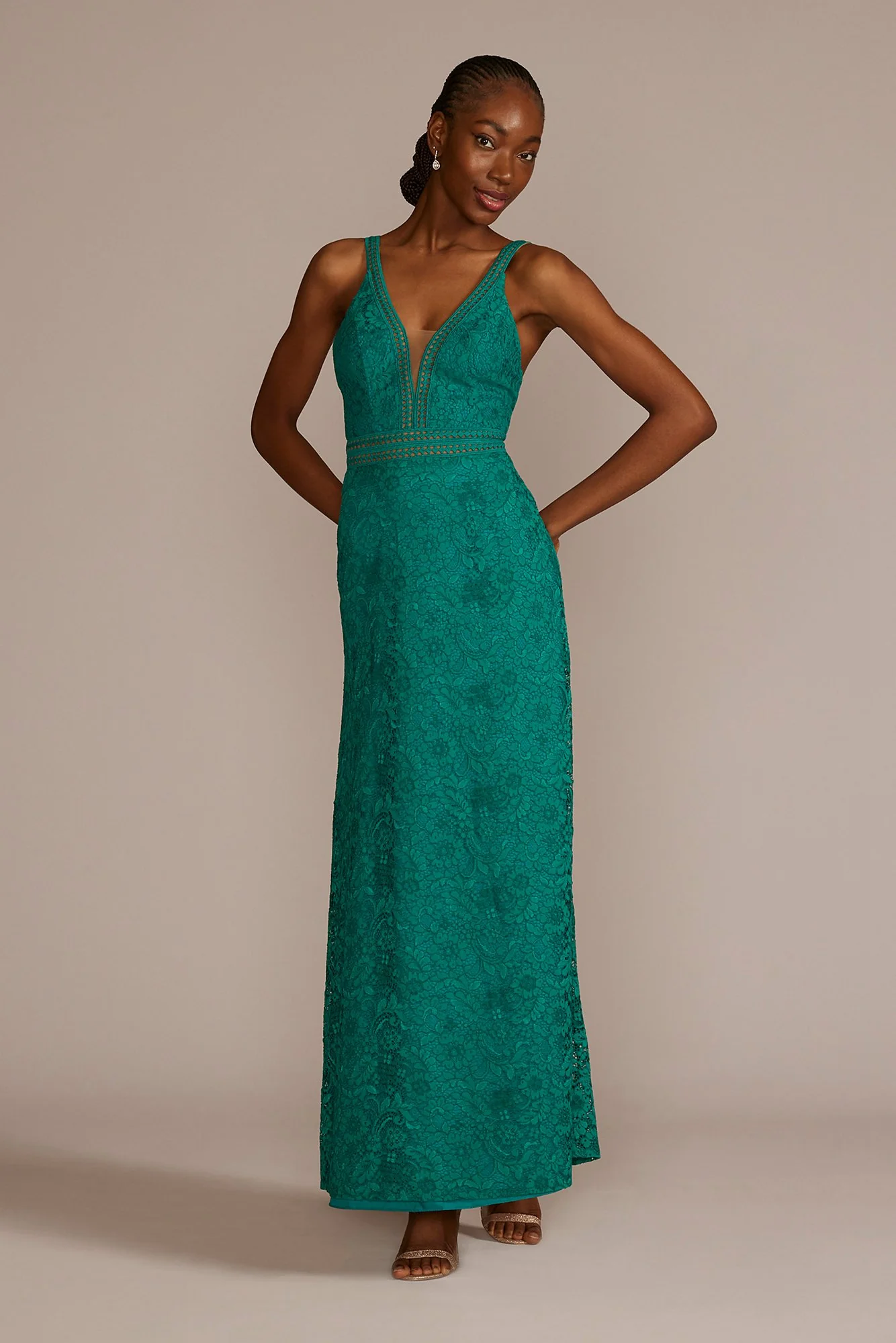 Allover Lace Illusion Plunge Gown - Image 4