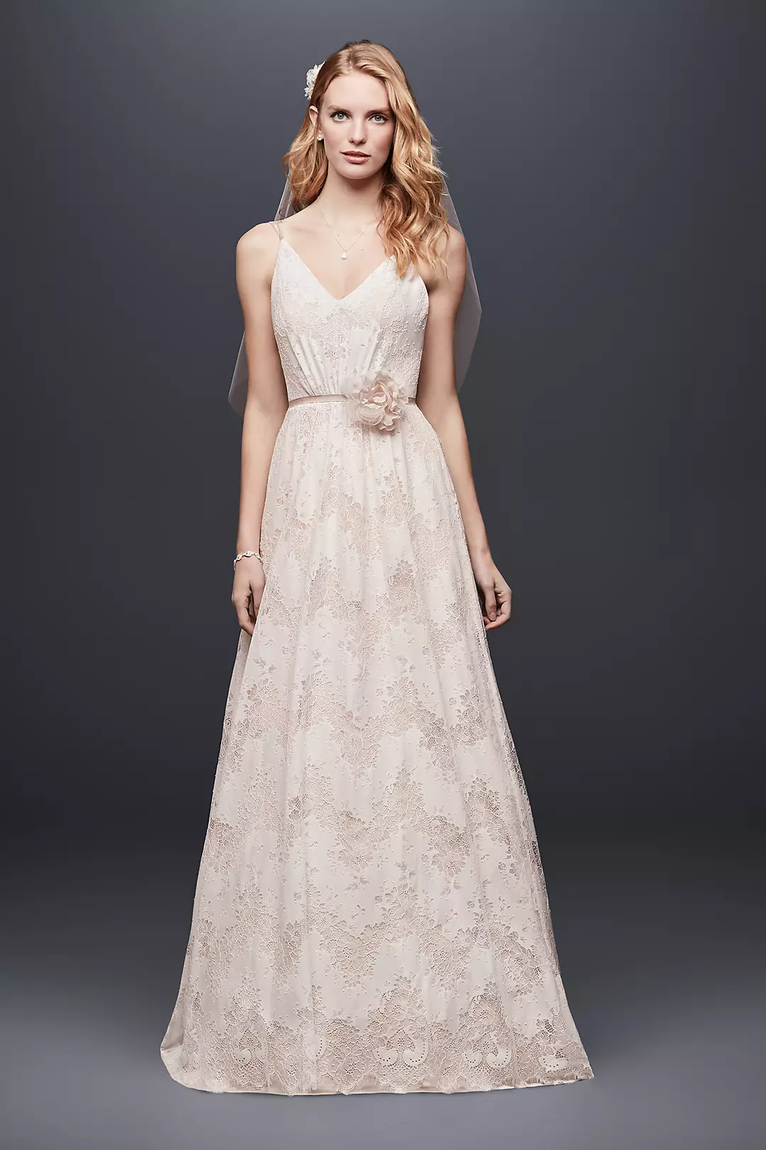 Allover Lace Spaghetti Strap A-Line Wedding Dress - Image 38