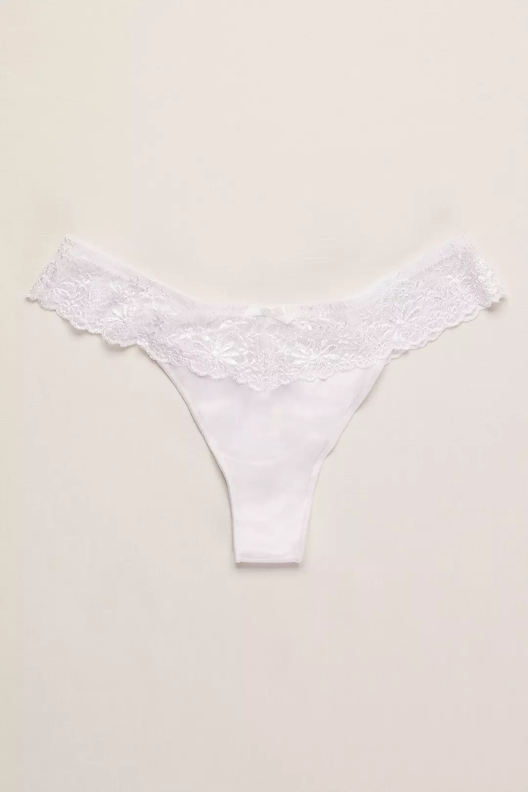 Allover Lace Thong with Bow - Image 2