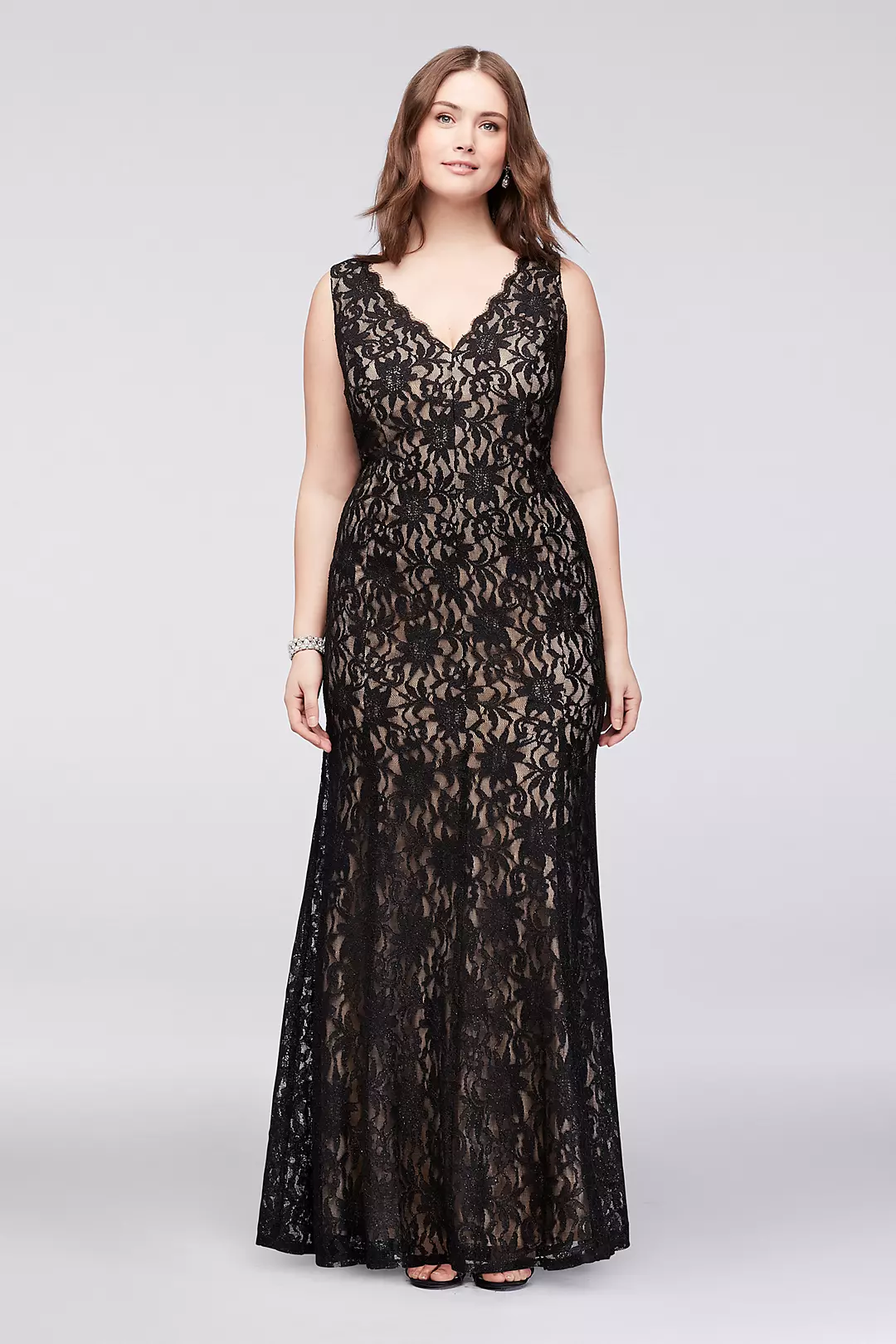 Allover Lace V-Neck Plus Size Sheath Gown - Image 5