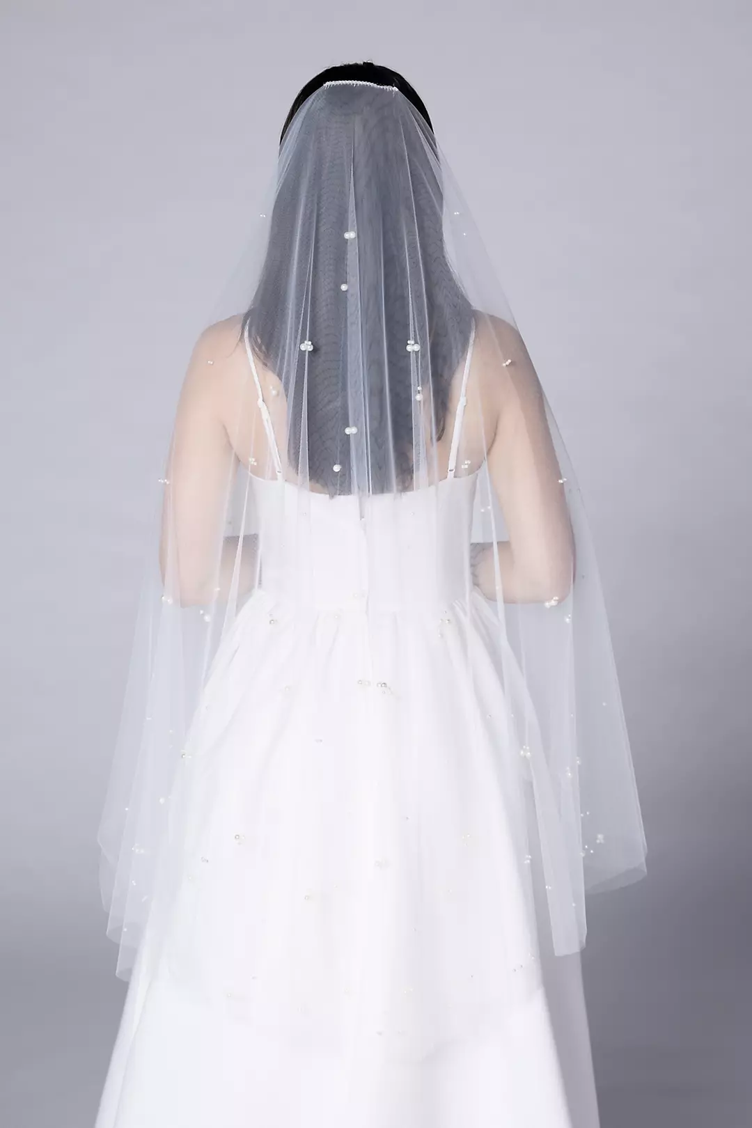 Allover Pearl Two-Tier Mid-Length Veil