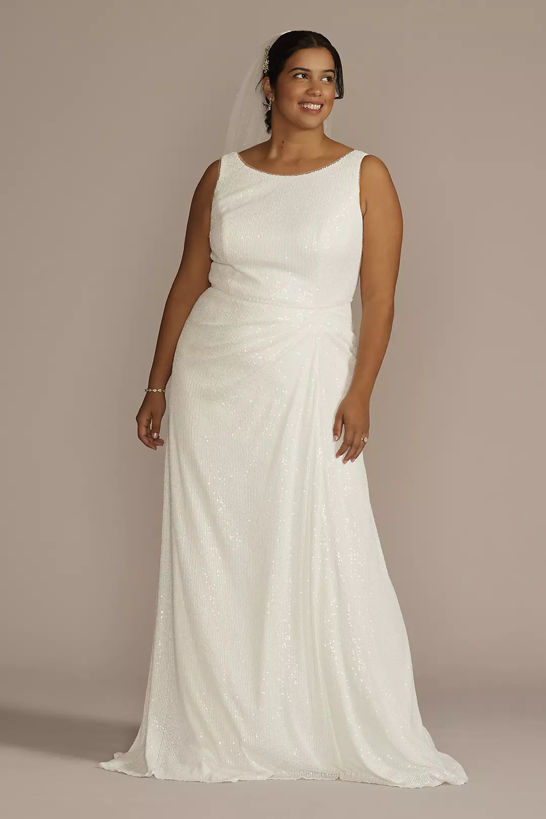 Allover Sequin A-Line Scoop Back Wedding Dress - Image 8