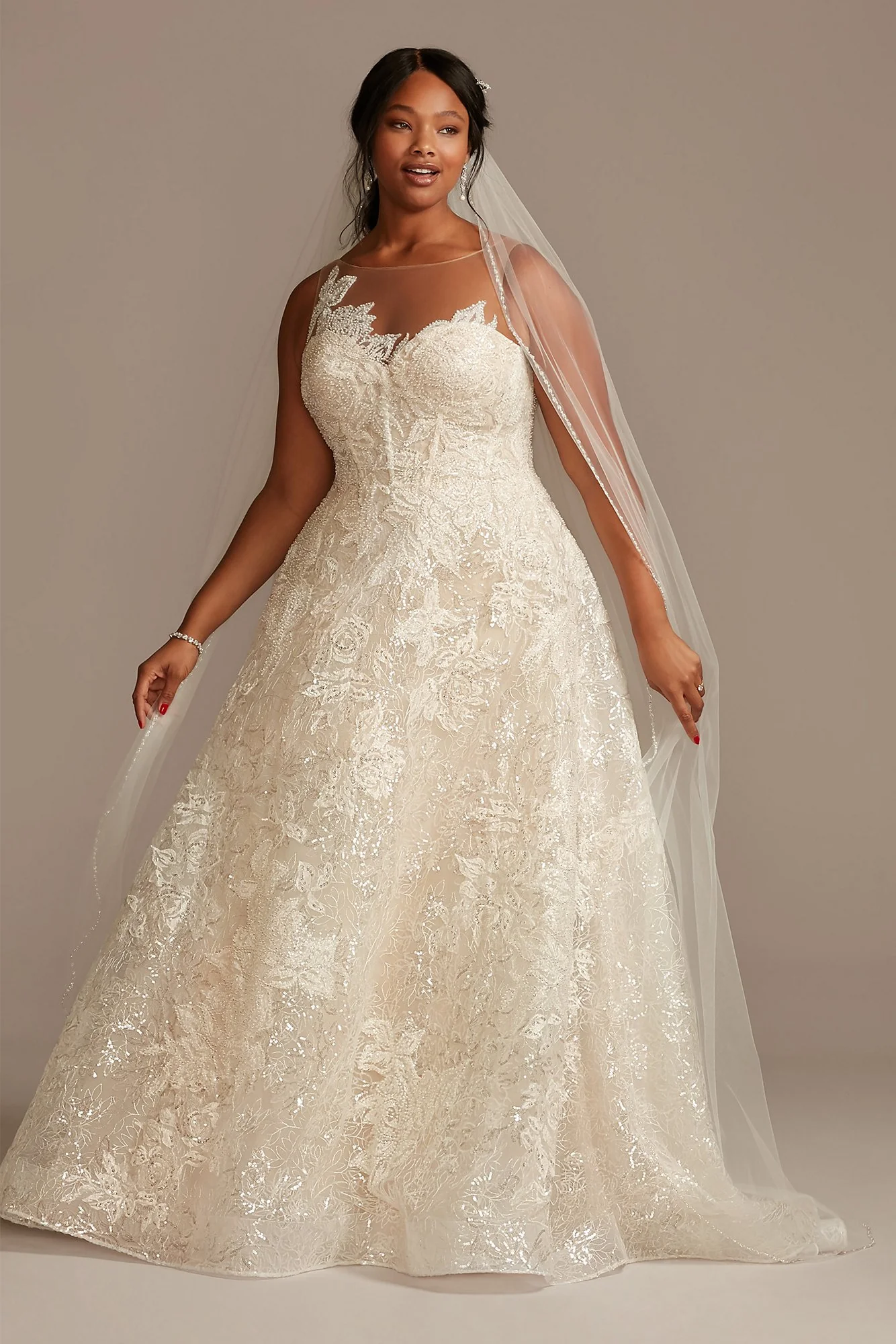 Applique Wedding Dress with Crystal Button Back - Image 2