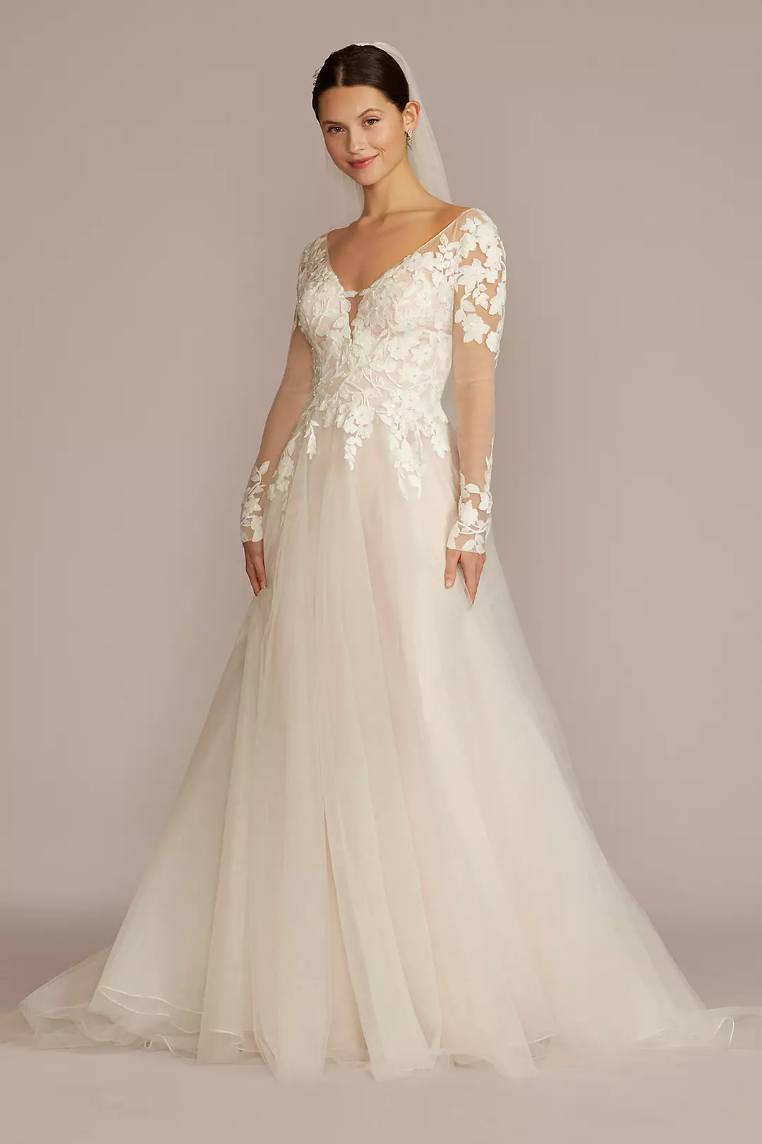 Appliqued Cap Sleeve Tulle Ball Gown Wedding Dress - Image 22