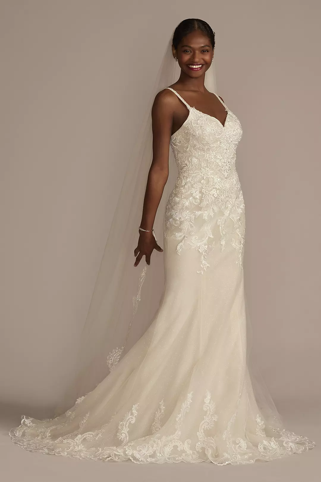 Appliqued Lace-Up Spaghetti Strap Wedding Dress - Image 8