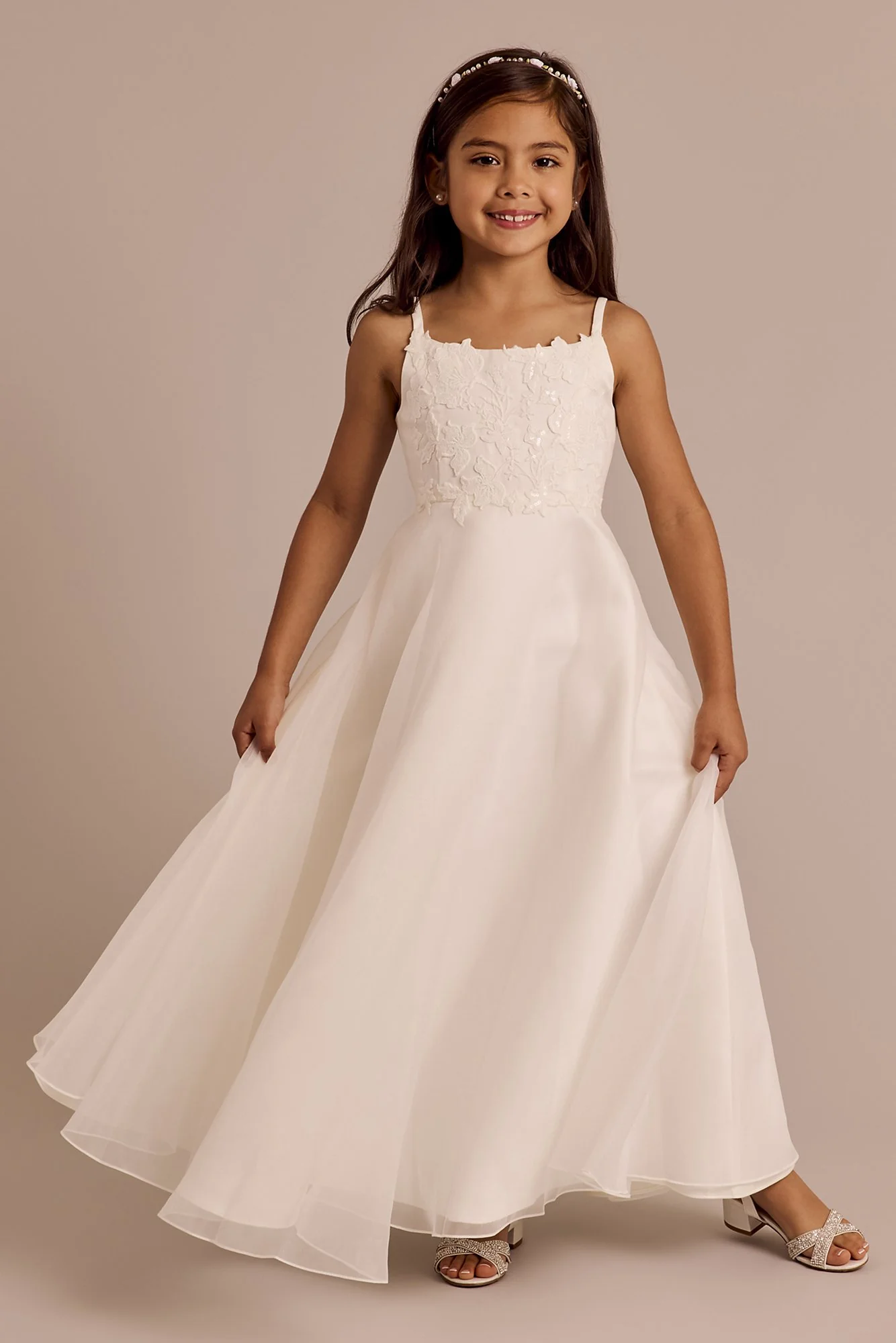 Appliqued Organza Flower Girl Dress - Image 2