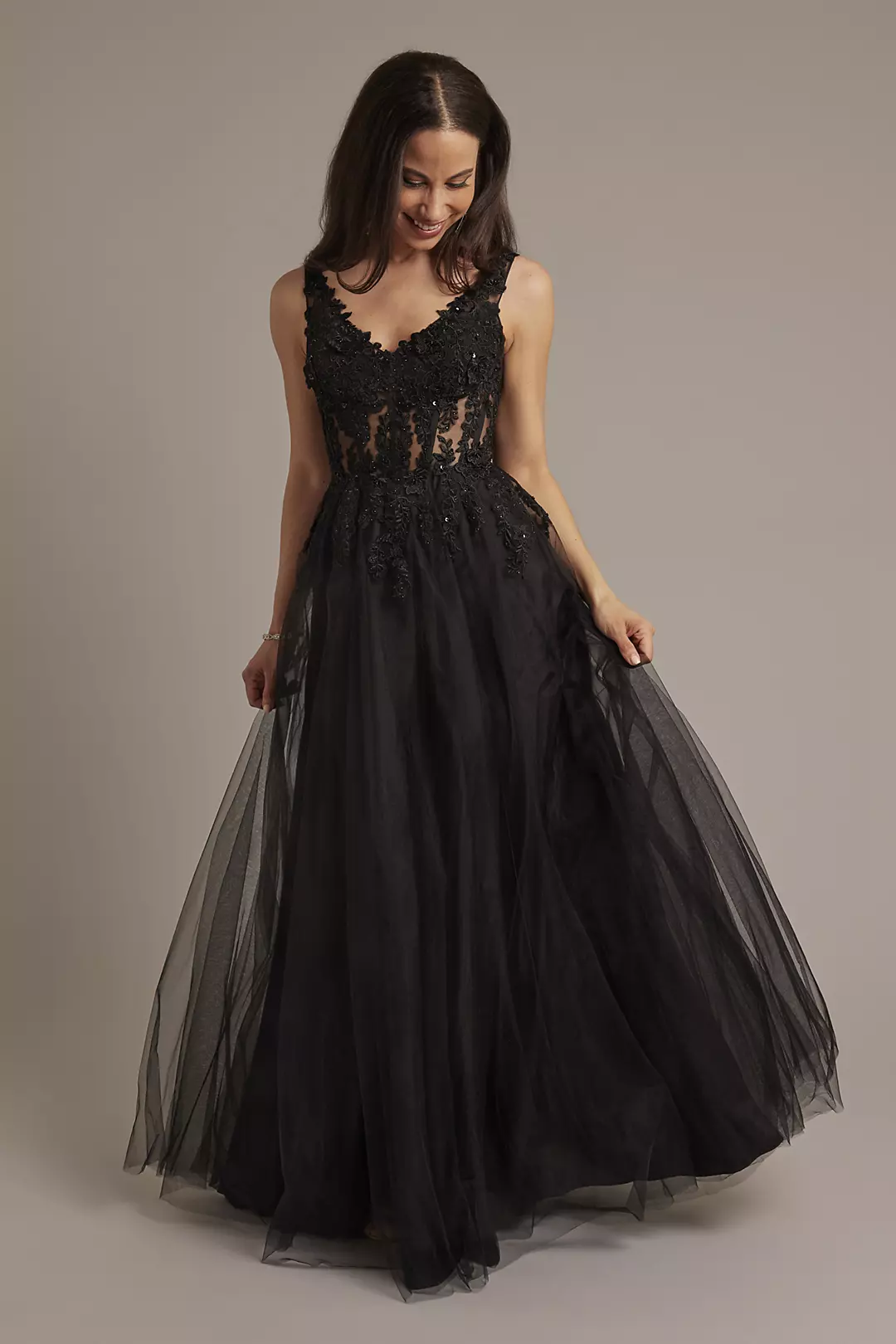 Appliqued Tulle A-Line Tank Dress - Image 2