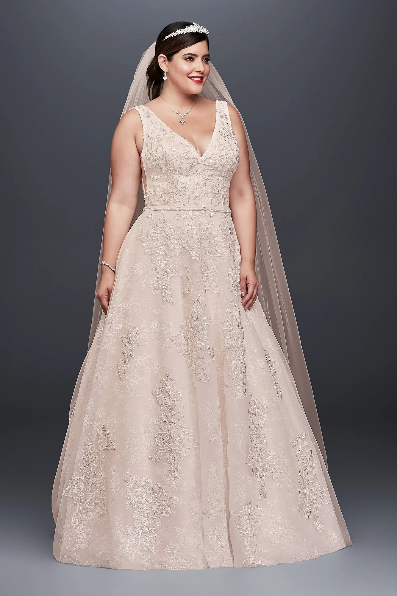 Appliqued Tulle-Over-Lace A-Line Wedding Dress - Image 12