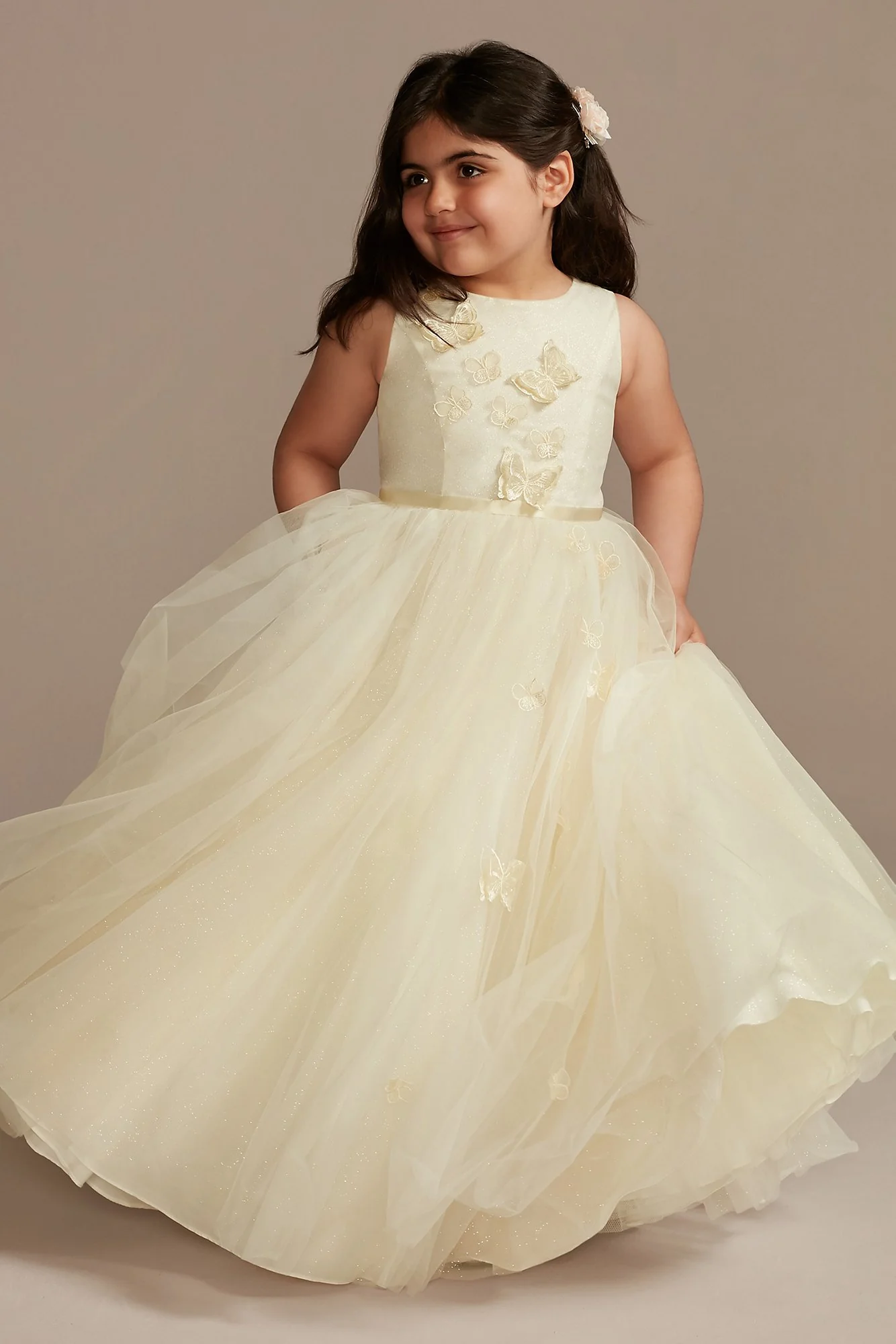 As Is 3D Butterfly Glitter Tulle Flower Girl Dress