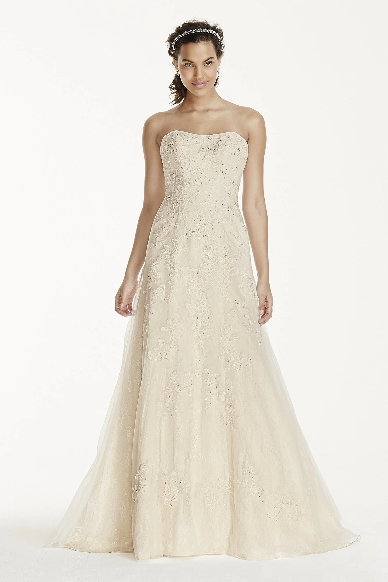 As Is A-Line Jewel Lace Wedding Dress with Beading - Image 3