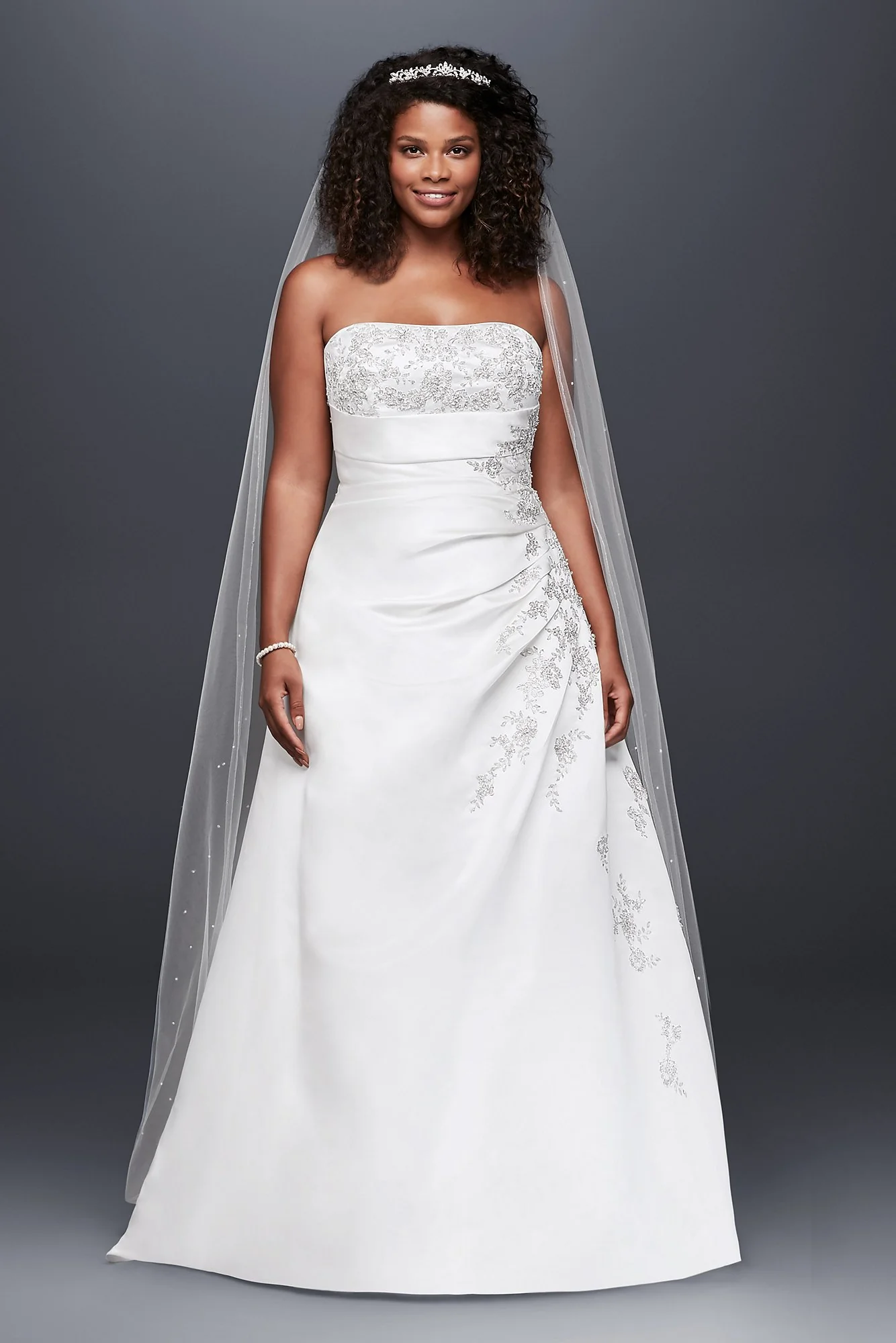 As Is A-Line Side Drape Strapless Plus Gown