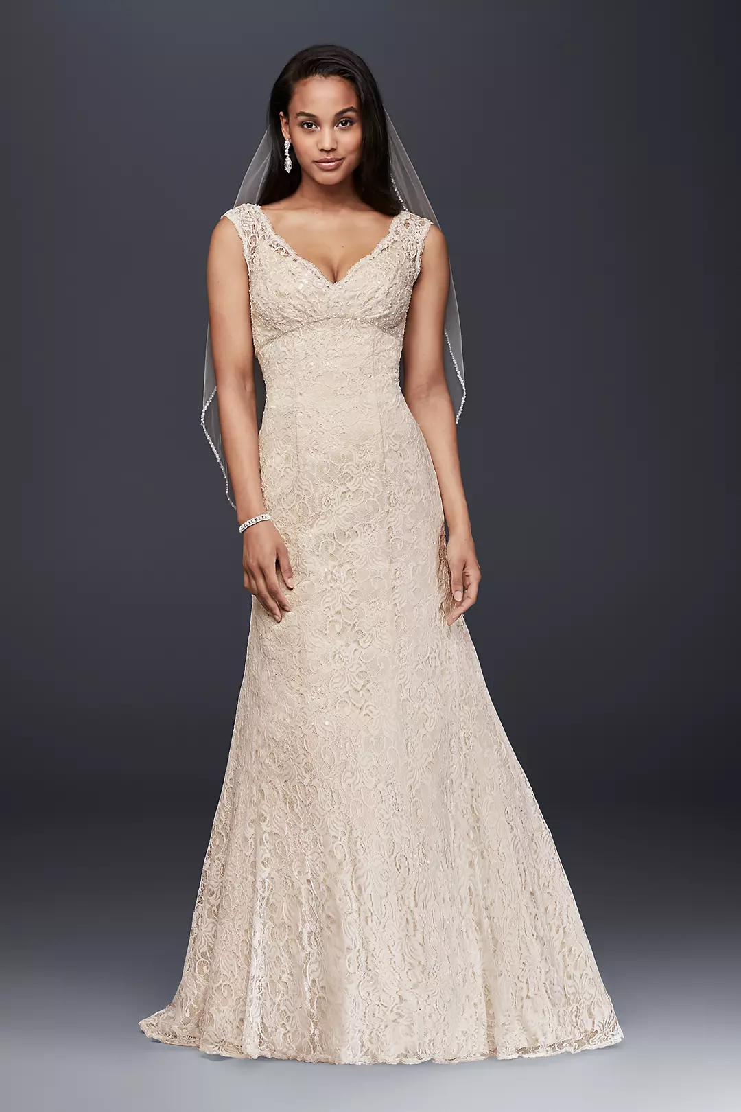 As Is All Over Beaded Lace Trumpet Wedding Dress - Image 2